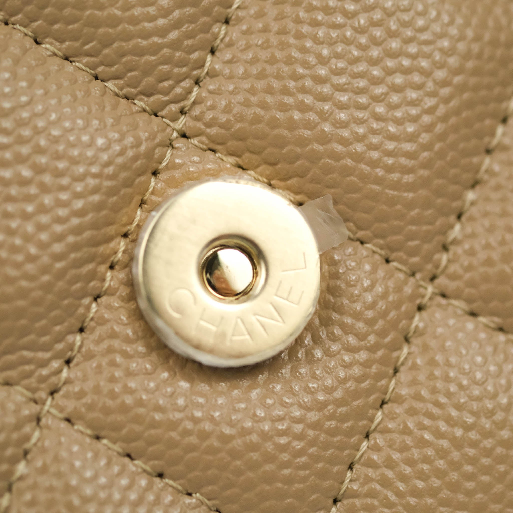 Chanel Classic Flap Phone Holder with Chain - Dark Beige Caviar Leather & Gold Hardware 22A Collection | Luxury Phone Crossbody Bag for Women | Perfect for Parties, Shopping & Everyday Use