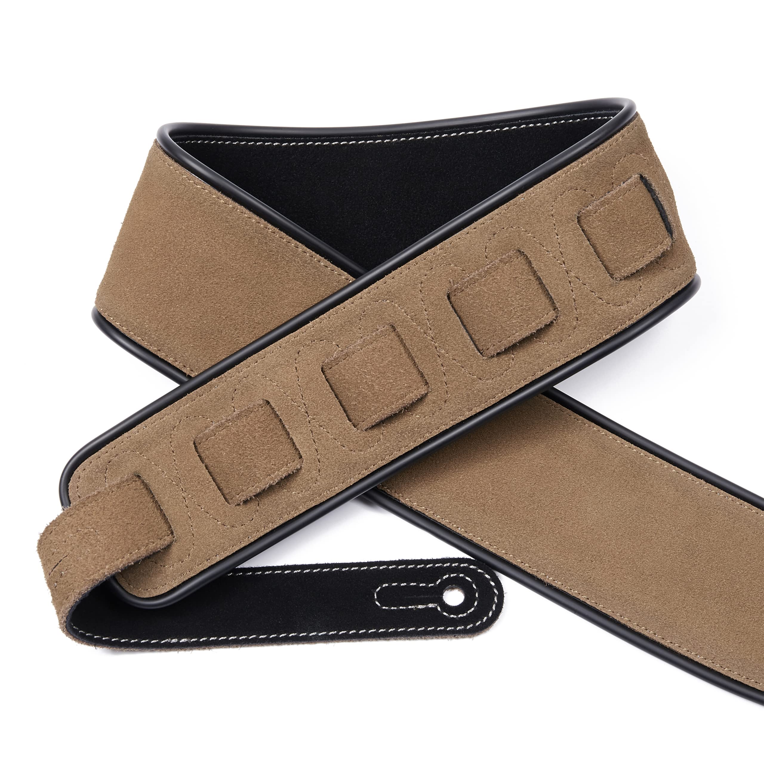 Amumu Embroidered Suede Leather Guitar Strap - Adjustable for Acoustic, Electric & Bass Guitars - Premium Black Strap for Live Performances & Studio Sessions