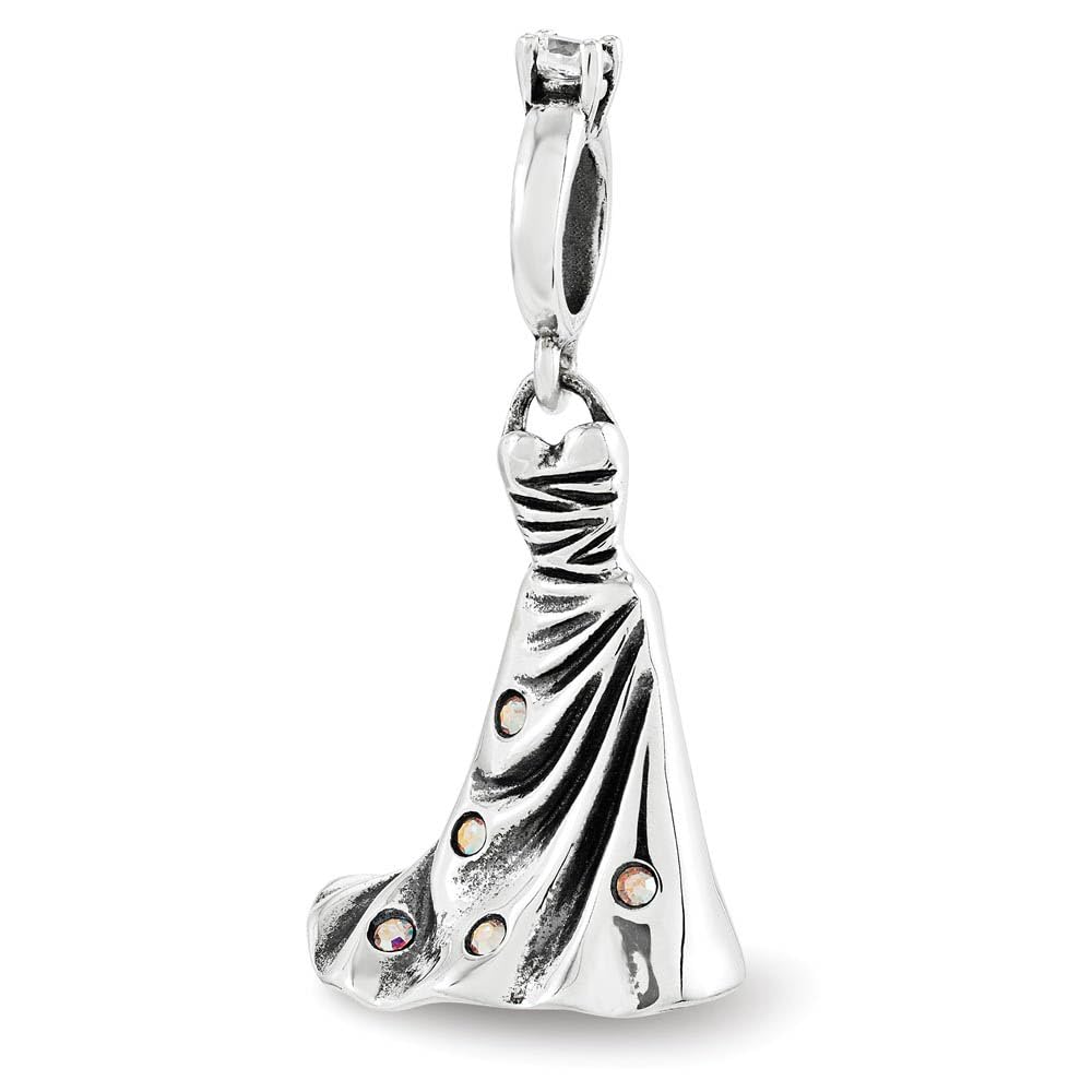 Black Crystal Bow Sterling Silver Charm for Wedding Dress & Jewelry Making