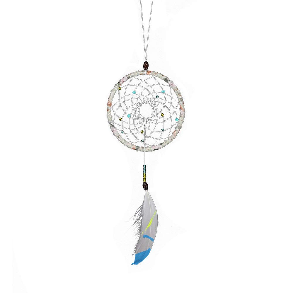 Hand-Woven Dream Catcher with Feathers - Boho Wall Hanging Decor, Car Pendant & Home Ornament for Bedroom, Nursery, Office | Spiritual Gift, Native American Inspired Art