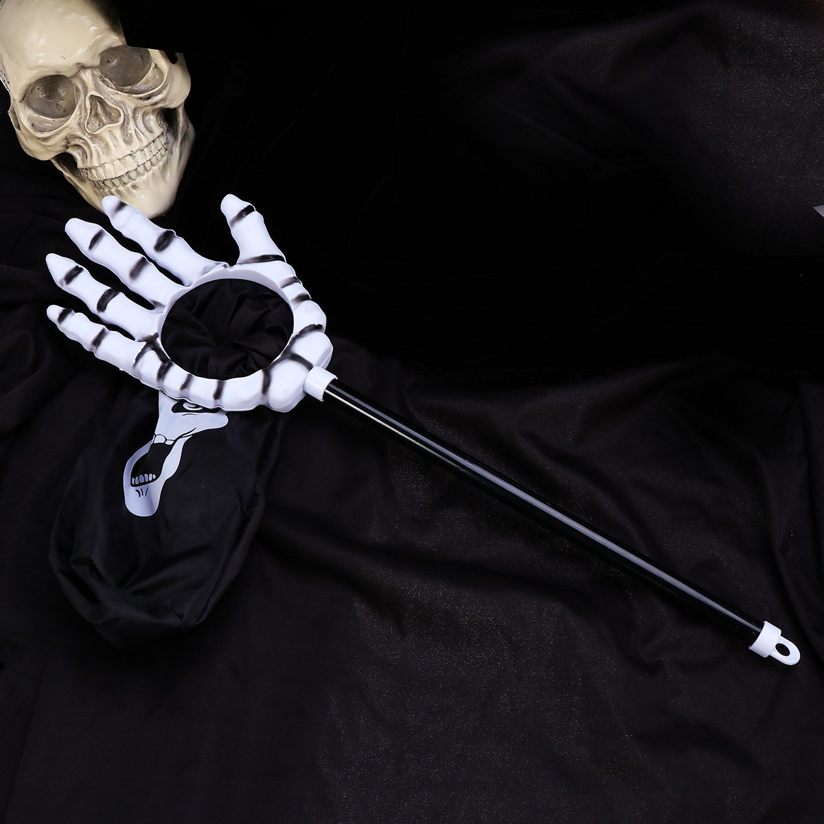 LUOEM Halloween Trick or Treat Bags with Long Handle - Ghost Hand Design Candy Collection Bags for Kids & Adults - Perfect for Halloween Parties, School Events & Neighborhood Trick-or-Treating