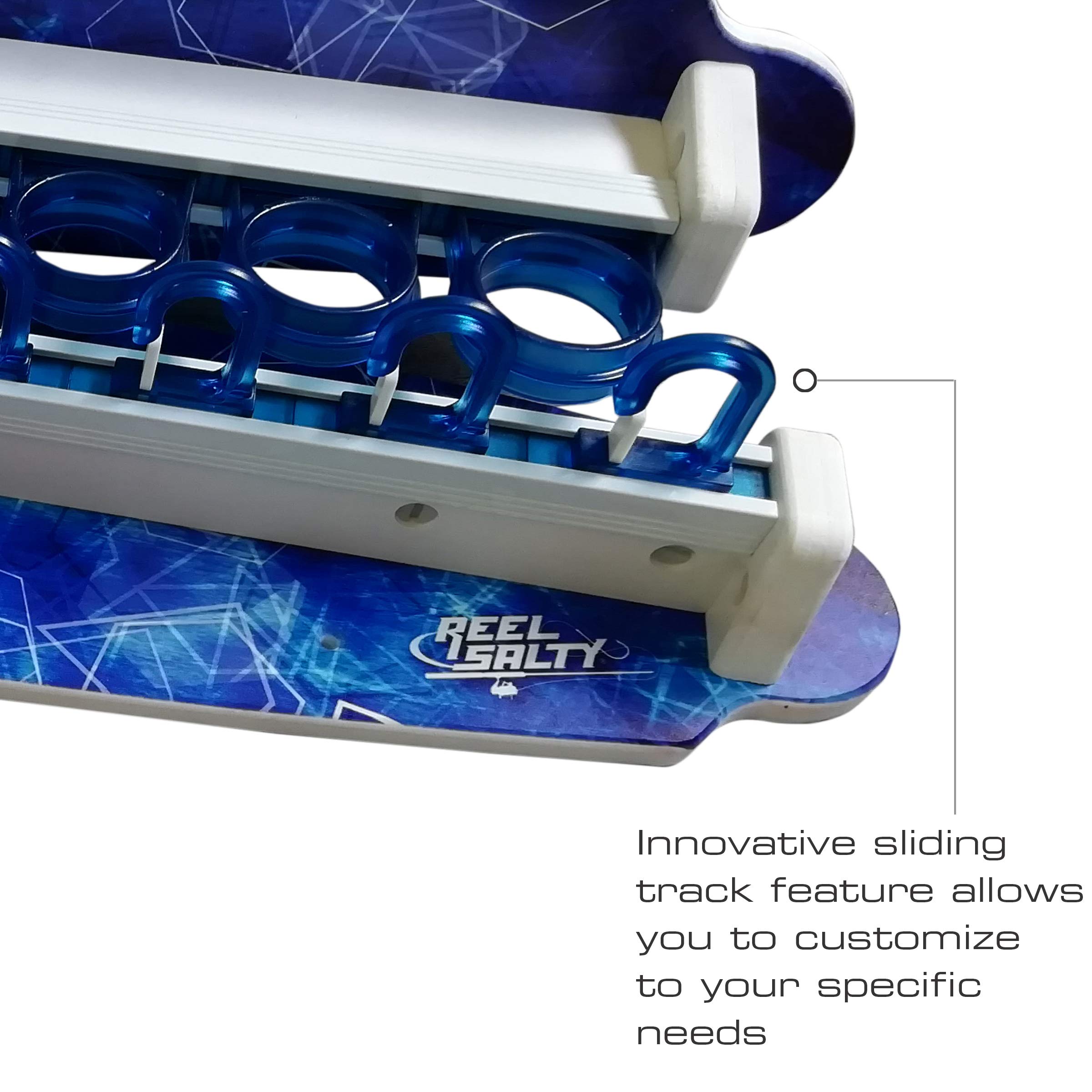 Rush Creek Creations Reel Salty Waterproof Fishing Rod Holder - Holds 10 Saltwater Fishing Poles & Gear | Durable Offshore/Inshore Wall Mount Organizer for Garage, Boat & Tackle Room Storage