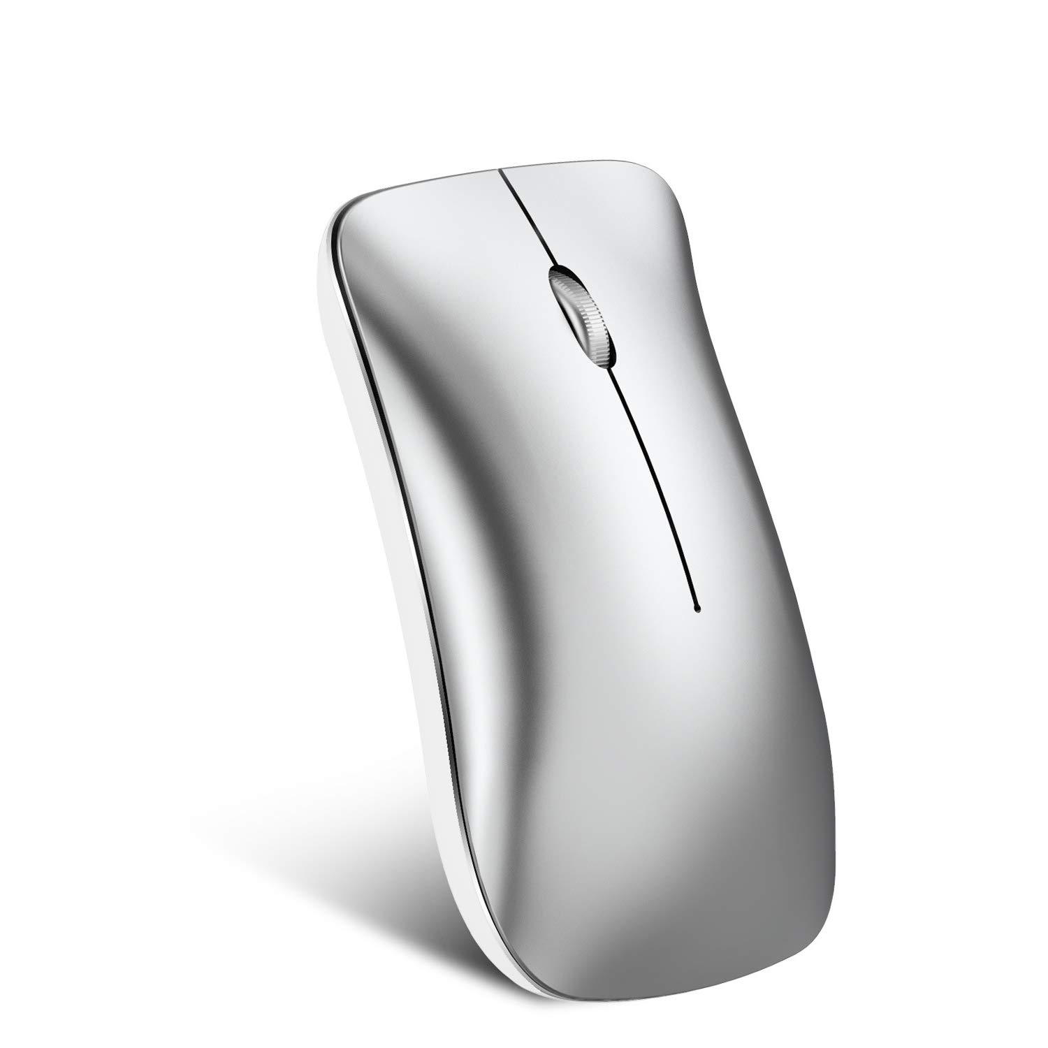 Wireless Bluetooth 4.0 Dual Mode Mouse with Nano USB Receiver - Rechargeable Ergonomic Computer Mouse for PC, Laptop, Android - Perfect for Office Work, Gaming & Travel (Silver)