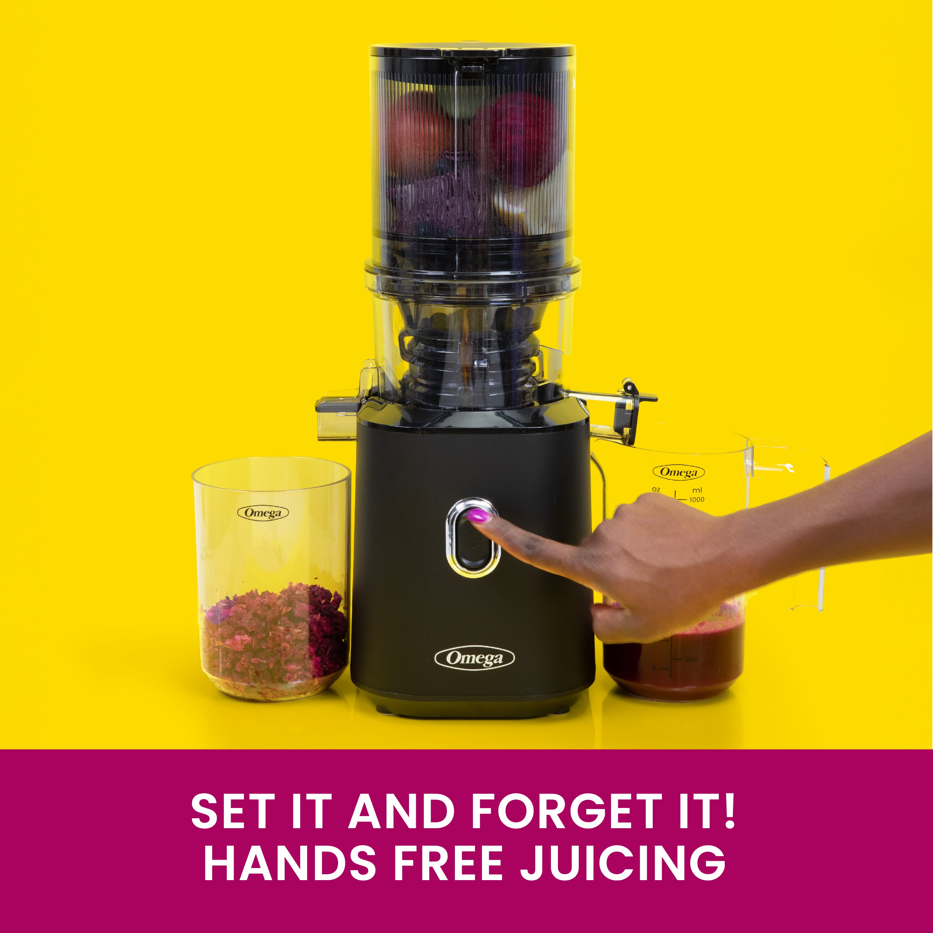 Omega OMJCSMVBBK13 Cold Press Slow Juicer - High Nutrient Extraction, Quiet Motor, Easy to Clean - Perfect for Healthy Juices, Smoothies & Detox Drinks at Home or Office