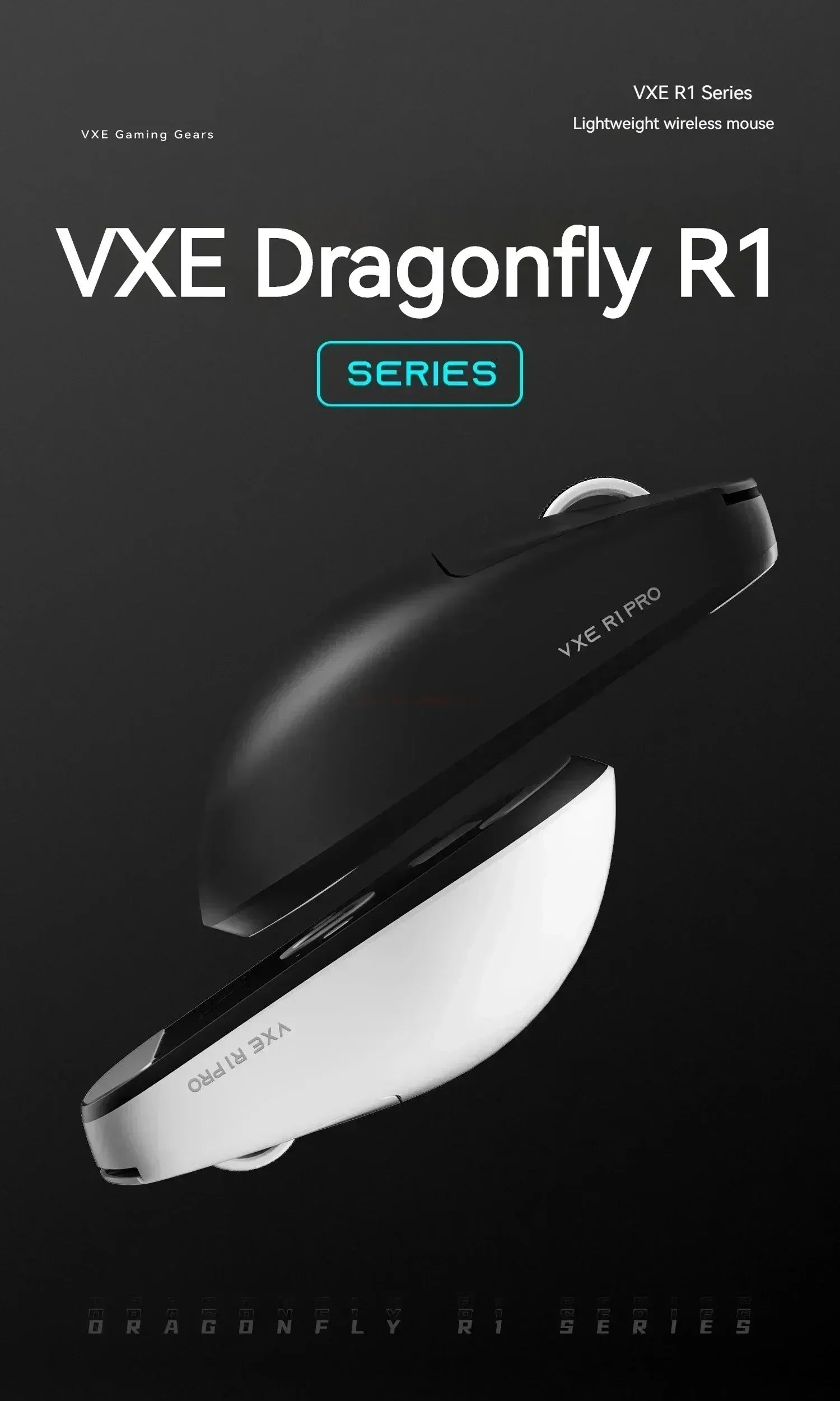 VGN VXE Dragonfly R1 Pro MAX Wireless Gaming Mouse - 59g Ultra Lightweight, 26000 DPI, 1000Hz Polling Rate - Ergonomic Design for FPS, MOBA, eSports (Yellow) - Perfect for Competitive Gaming & Office Work