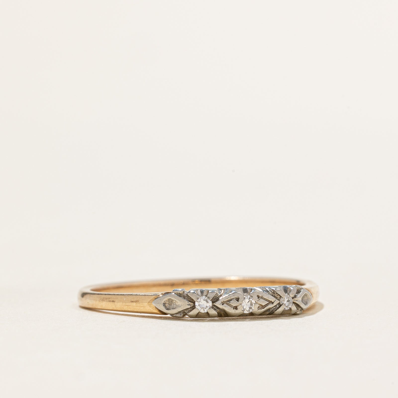 Vintage Three Stone Diamond Ring 0.02ctw Size 9 - Elegant Wedding Band, Anniversary Gift for Her, Perfect for Engagement, Proposal & Special Occasions