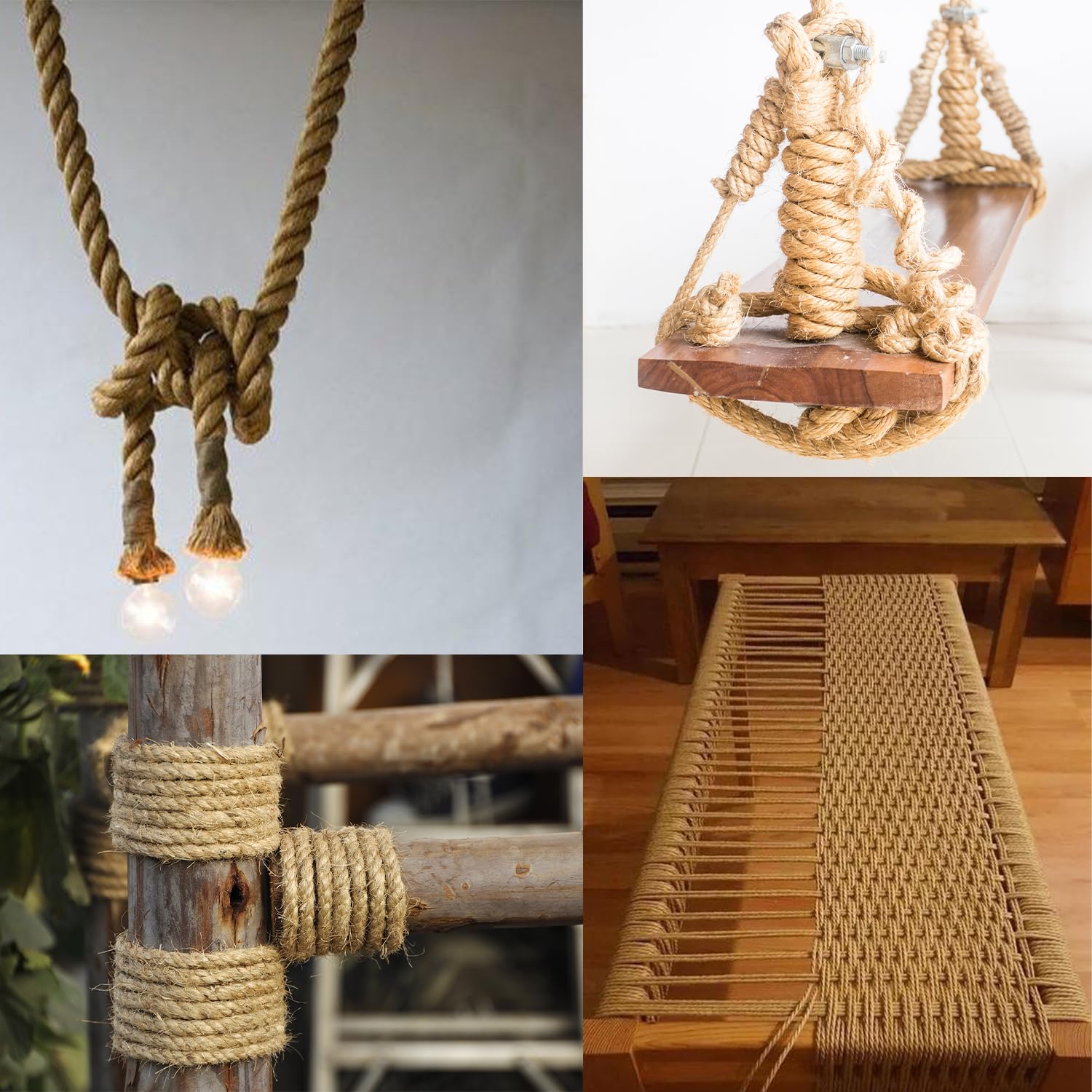 3/4 Inch Thick Jute Rope - 50Ft Natural Hemp Rope for DIY Crafts, Swing Making & Heavy Duty Hanging | Perfect for Home Decor, Garden Projects & Outdoor Activities