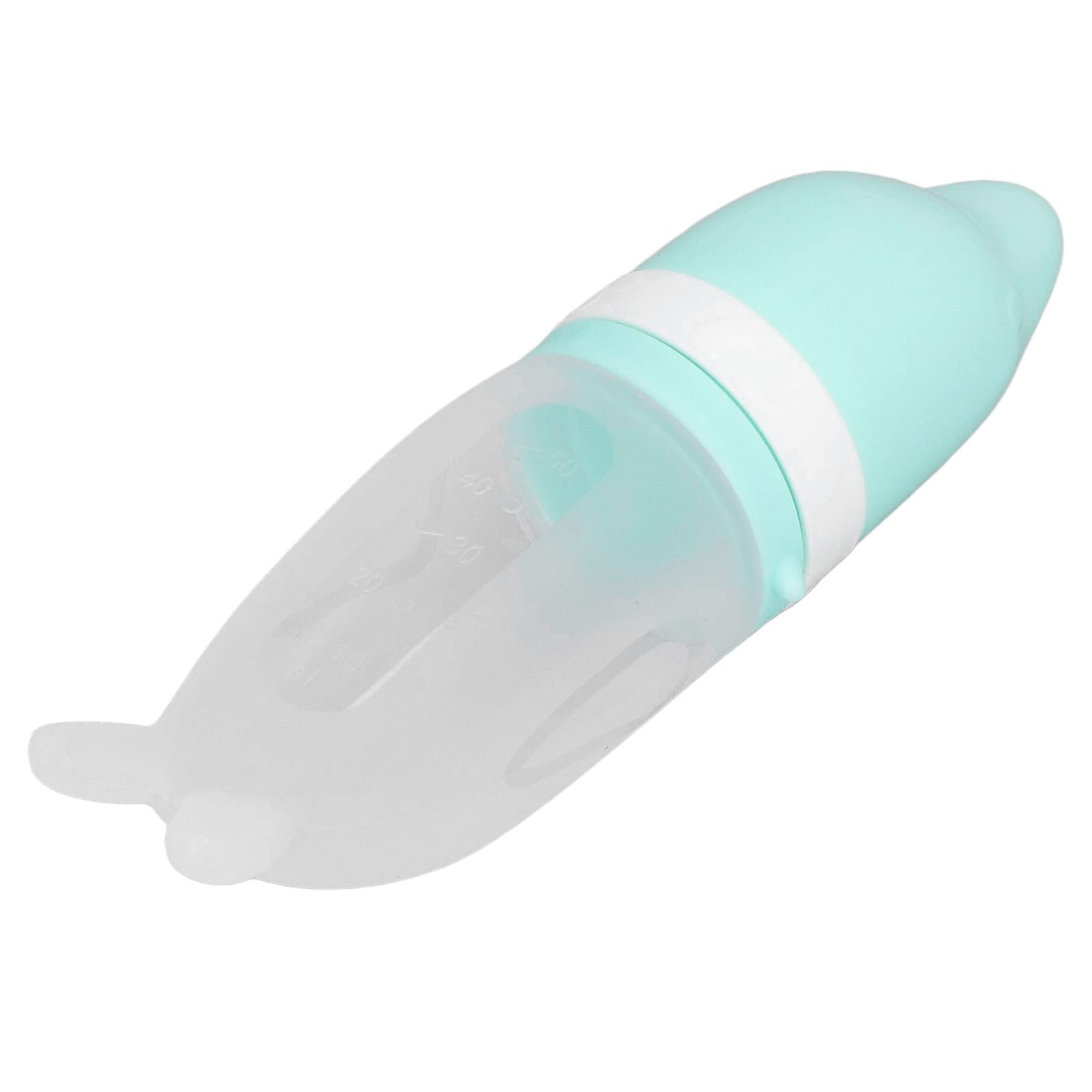 Soft Silicone Baby Squeeze Bottle with Spoon Feeder - Cute Integrated Design, Easy to Clean, BPA-Free for Infant Rice Cereals & Purees - Perfect for On-the-Go Feeding at Home or Travel