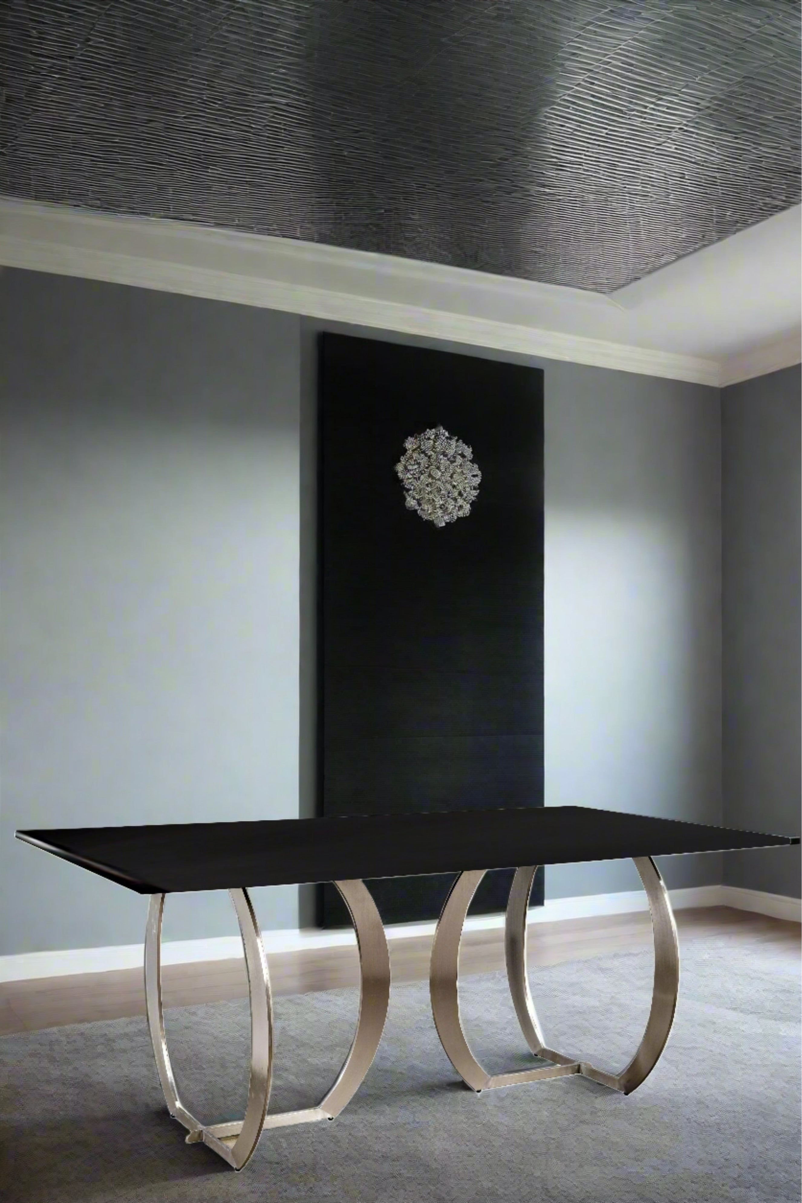 Modern Silver Monique Glass Top Dining Table - Elegant & Durable for Dining Room, Kitchen, or Restaurant