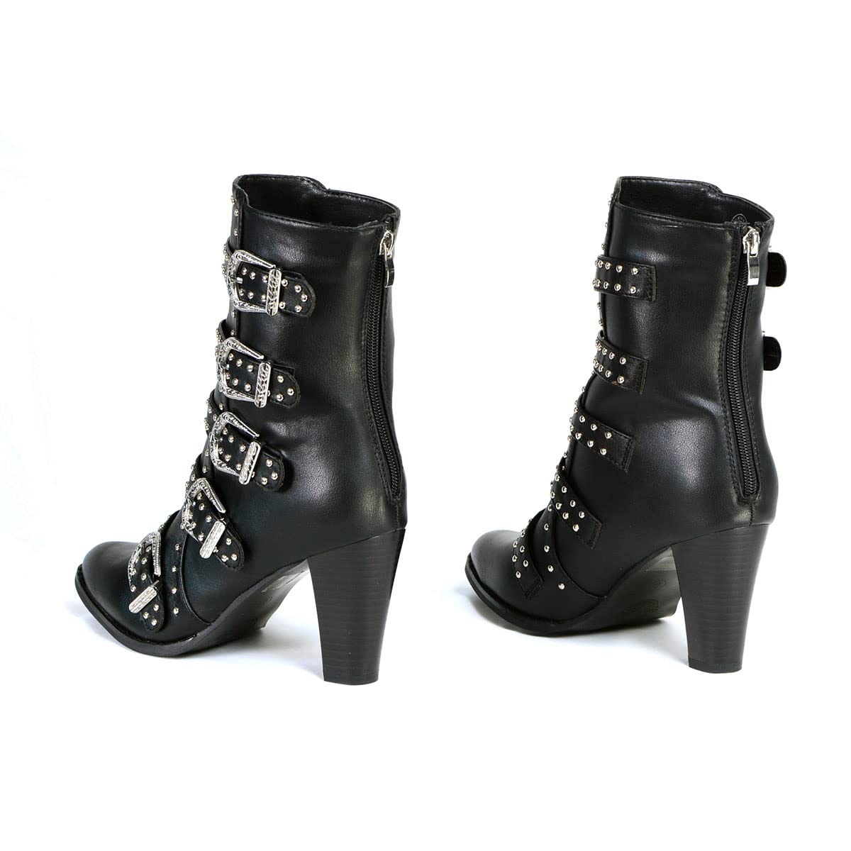Milwaukee Leather MBL9428 Women's Black Studded Fashion Boots with Buckle Detail - Stylish Ankle Boots for Casual Outfits & Night Out