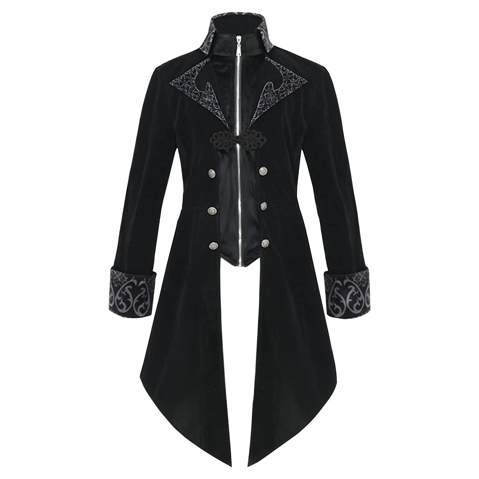FORUU Men's Gothic Vintage Faux Leather Long Coat - Winter Tuxedo Jacket for Formal & Casual Wear (Sizes S-5XL) | Perfect for Halloween, Cosplay, Night Out & Cold Weather Fashion