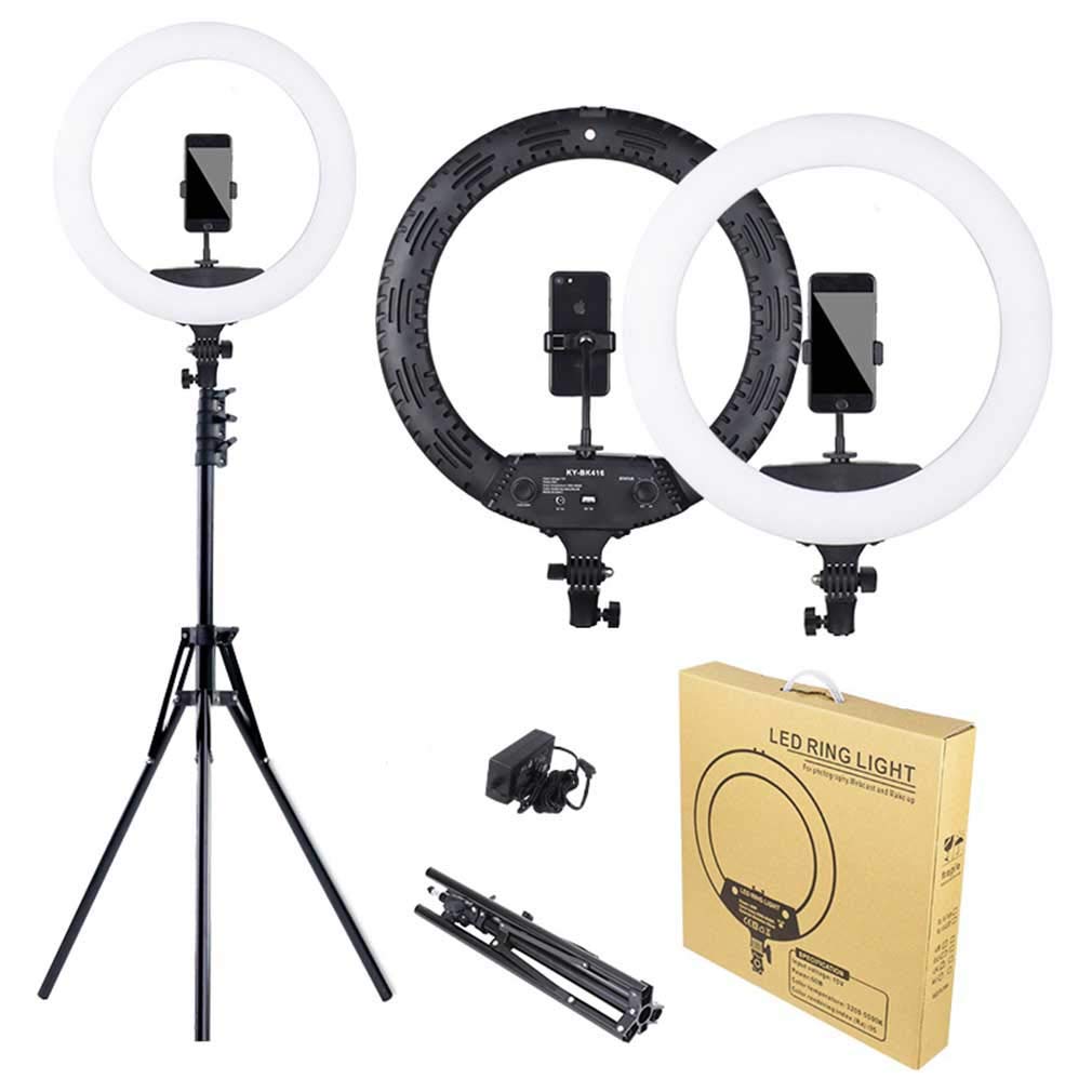18 Inch LED Selfie Ring Light with Phone Holder - Professional Lighting Kit for Portrait, Fashion Photography, YouTube Videos & TikTok Live Streaming - Perfect for Makeup Tutorials, Vlogging & Content Creation