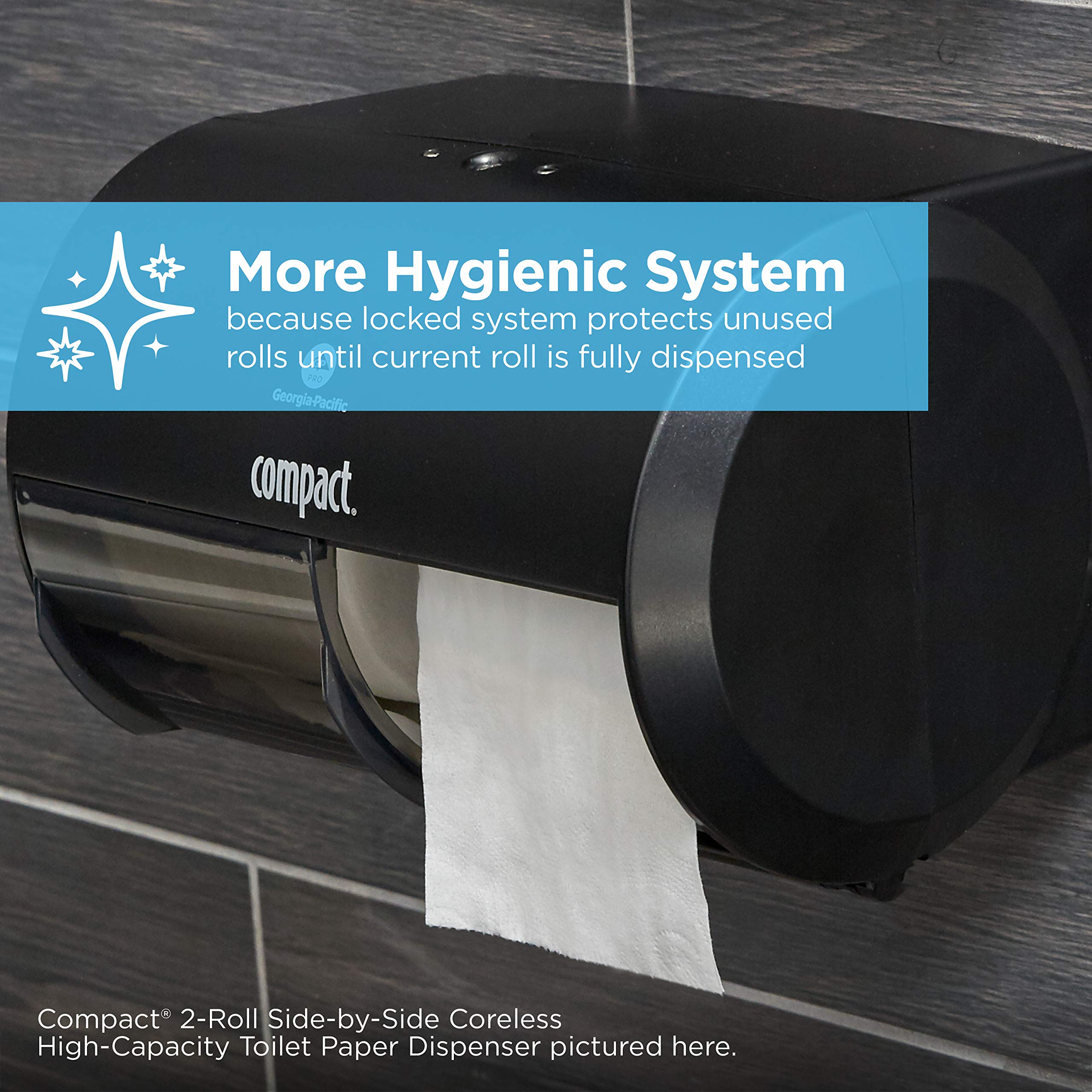 GP PRO 4-Roll Quad Coreless High-Capacity Toilet Paper Dispenser - Faux Stainless Steel (Model 56746A) - Space-Saving Bathroom Organizer for Offices, Restaurants & Commercial Use