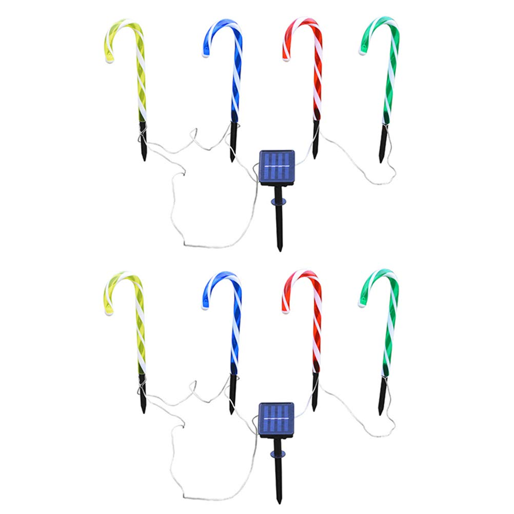 FRCOLOR Solar Powered Christmas Lights - 2 Pack LED Walking Stick Lights for Outdoor Holiday Decorations, Garden, Pathway, and Patio Lighting
