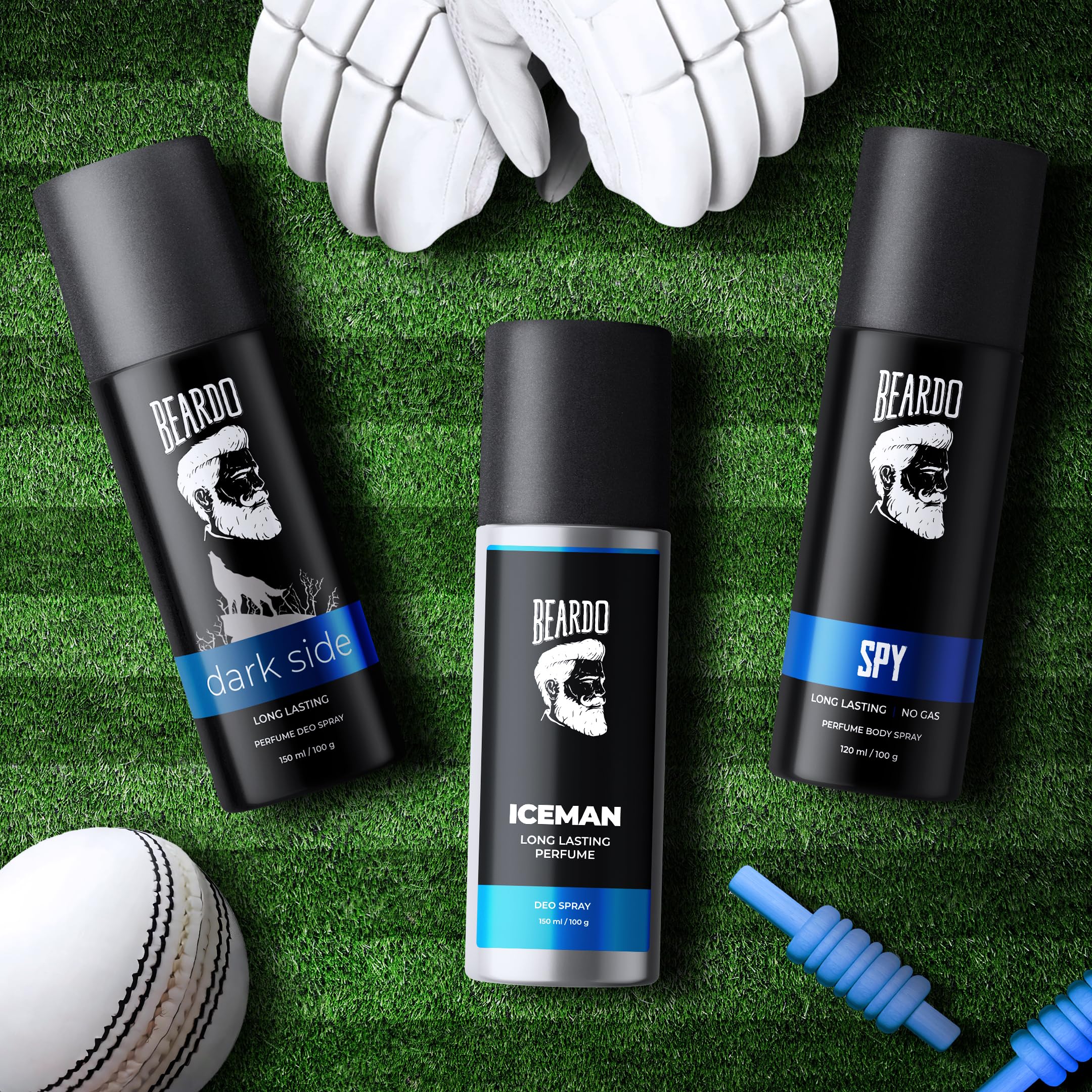 Beardo Iceman, Darkside & Spy Perfume Body Spray Set for Men - 3 Pack Long Lasting Aromatic Deodorant | Fresh Scent Cologne Gift for Him | Perfect for Date Night, Christmas & Special Occasions | Ideal Gift for Boyfriend, Husband & Friends