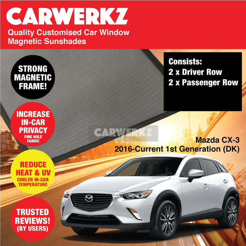 Custom Magnetic Sunshades for Mazda CX-3 2016-Present | 1st Gen Japan SUV | UV Protection & Heat Blocking | Perfect for Road Trips & Summer Driving