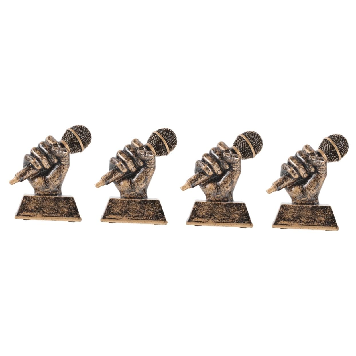 WOONEKY 4-Piece Music Trophy Set for Competitions & Awards - Resin Karaoke Singing Contest Trophies - Perfect for Music Awards, Talent Shows & Performance Recognition