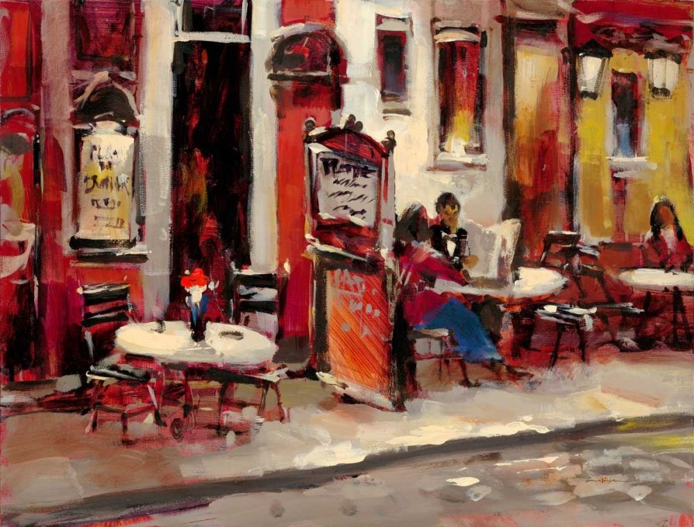 Brent Heighton European Sidewalk Cafe Fine Art Print - 31x42 Inch Wall Decor for Living Room, Bedroom & Office - Ready to Frame Paper Artwork
