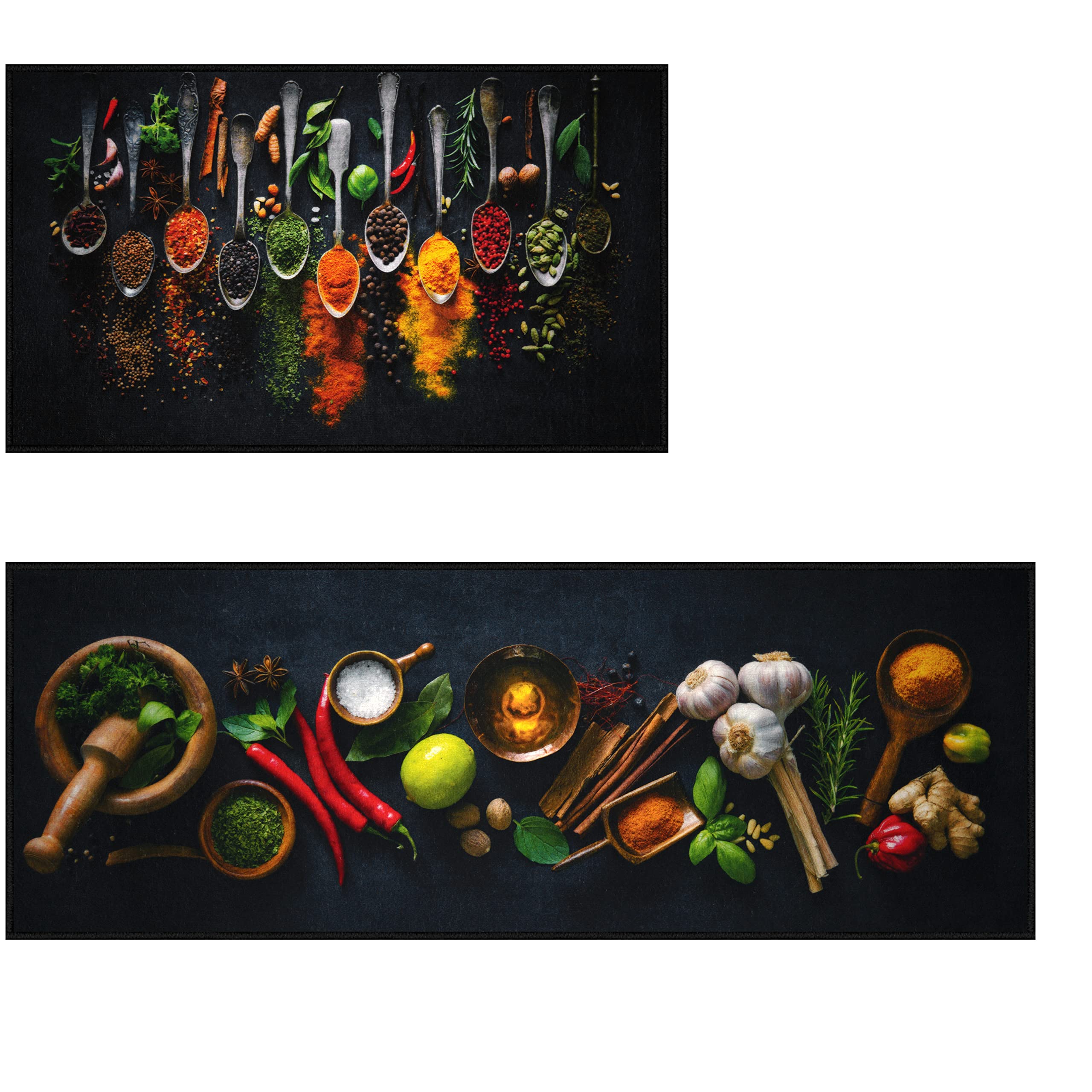 UpNUpCo Non-Slip Farmhouse Kitchen Rugs Set - 2 Piece Colorful Artistic Floor Mats (30