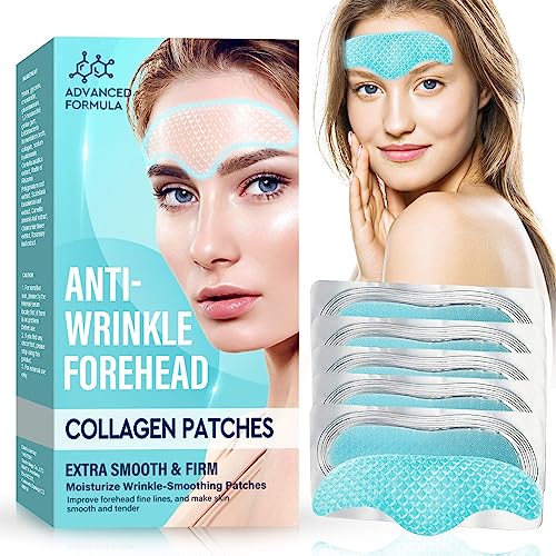 Forehead Wrinkle Patches 10Pcs - Anti Aging Wrinkle Treatment with Hydrolyzed Collagen & Vitamin E - Smooth Fine Lines & Forehead Wrinkles - Perfect for Nighttime Skincare & Daily Use