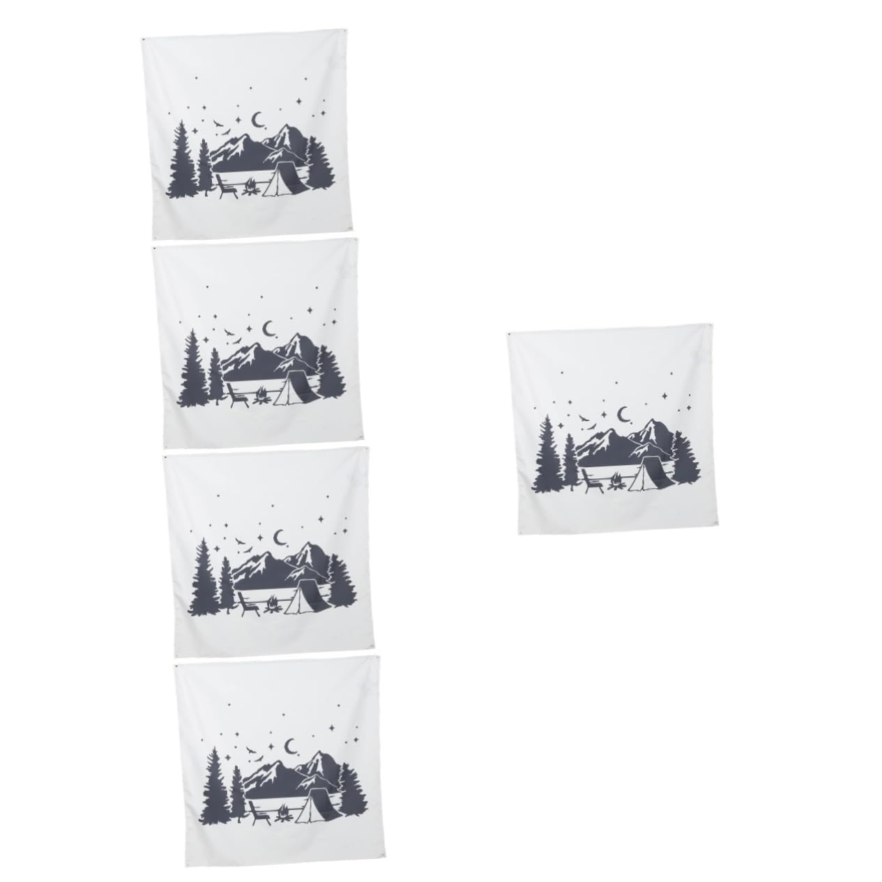 5pcs Outdoor Camping Flags - Durable Polyester Hanging Blankets for Wall Decor, Campsite & Backyard - Summer Photo Backdrop, Patio & Garden Party Decorations