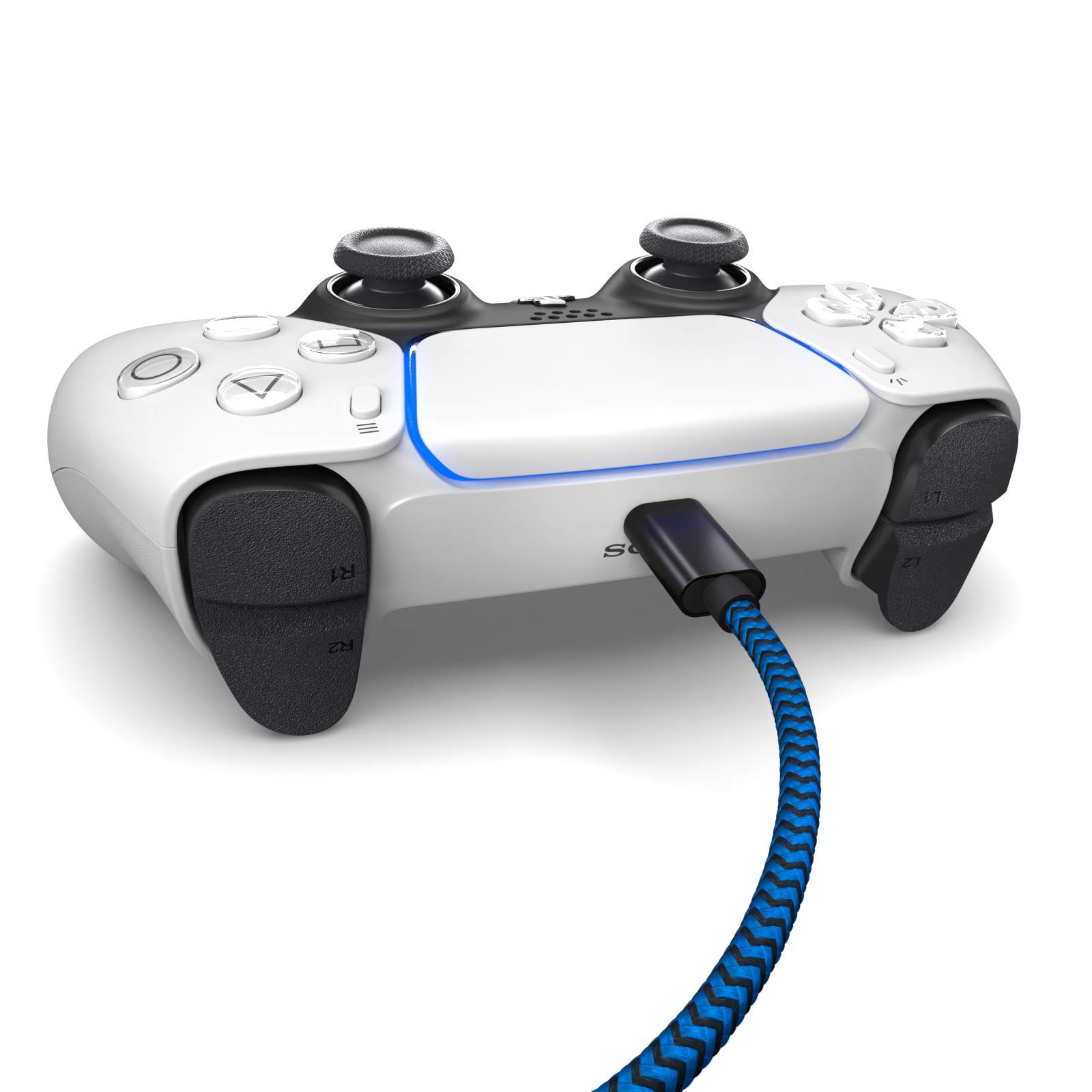 3M Nylon Braided USB C to C Charging Cable for PS5 Controller - USB 3.1 Gen 2 Fast Charging Cord with Aluminum Connector & Fabric Sleeve (Blue-Black) - Perfect for Gaming, Travel & Home Use