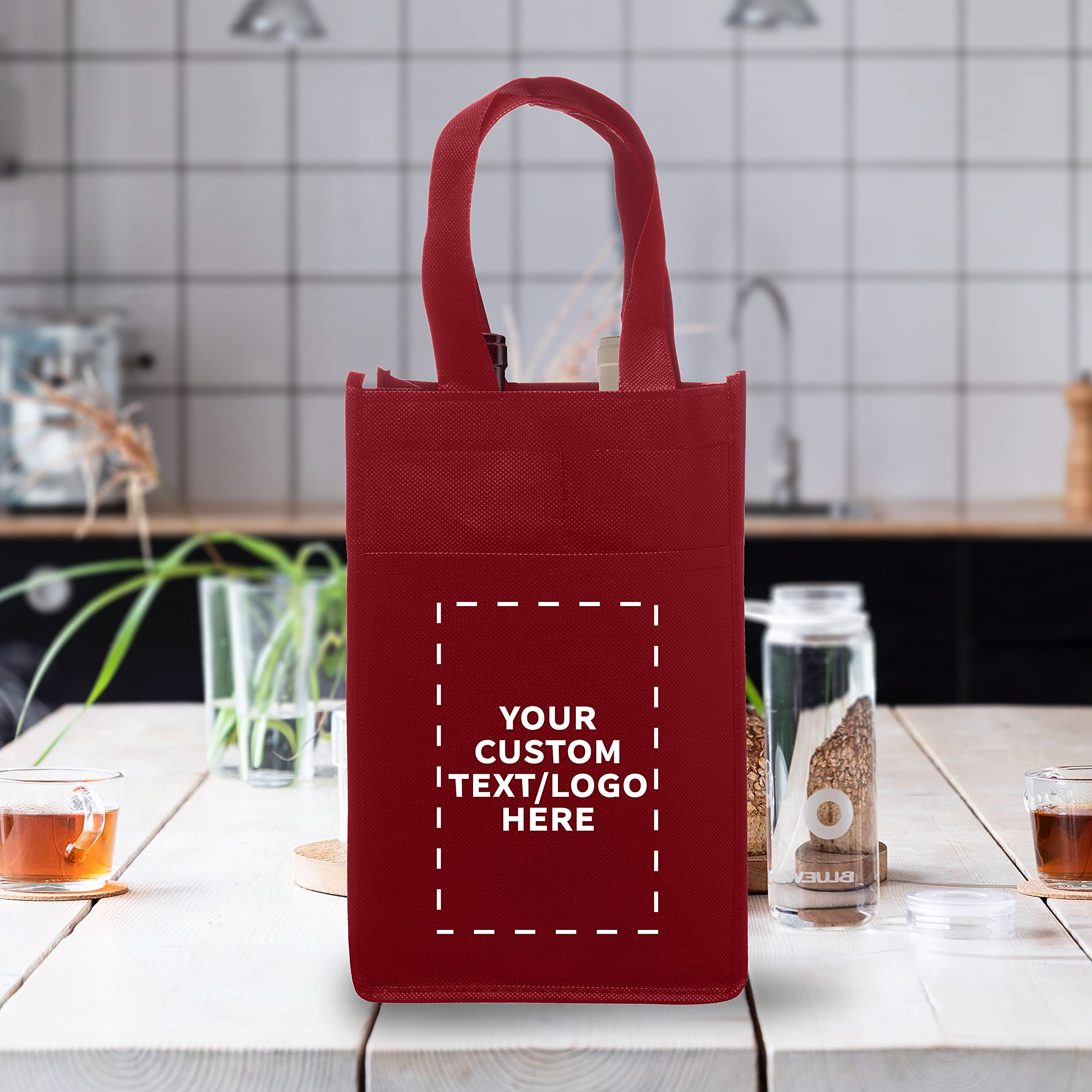 Premium Non-Woven Vineyard Wine Gift Bags - Set of 2 Reusable Bottle Carriers for Wine Lovers | Perfect for Weddings, Parties & Holiday Gifting