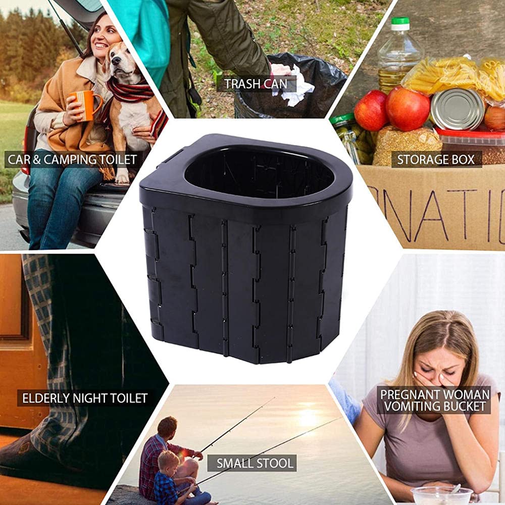 Portable Folding Toilet for Camping, Travel & Hiking - Lightweight Plastic Commode with Bucket for Outdoor, Boat & Beach Use - Ideal for Long Trips & Emergency Situations