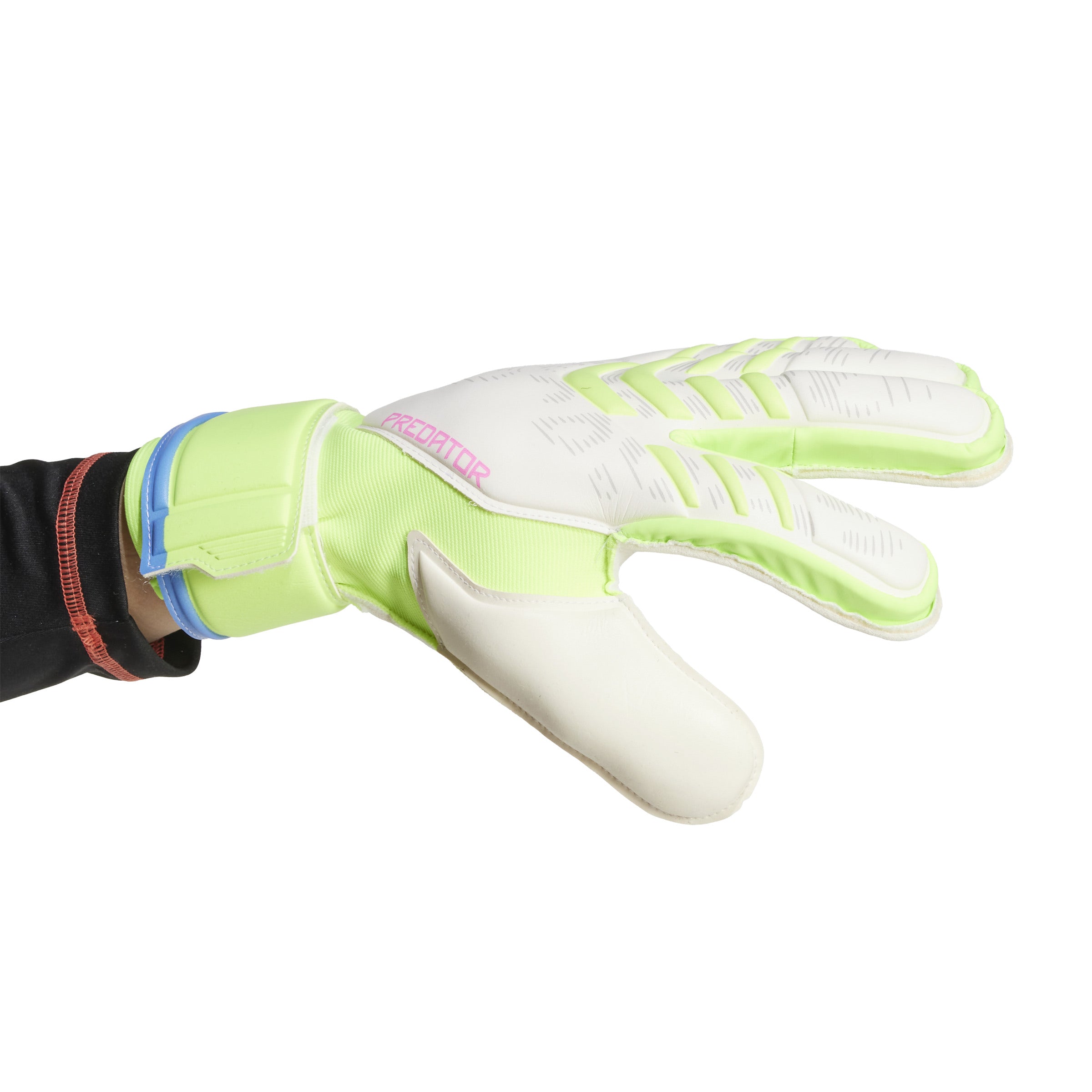 Adidas Predator Match Fingersave Goalkeeper Gloves - White/Lucid Lemon/Lucid Pink - Professional Soccer Goalie Gloves for Training & Match Play