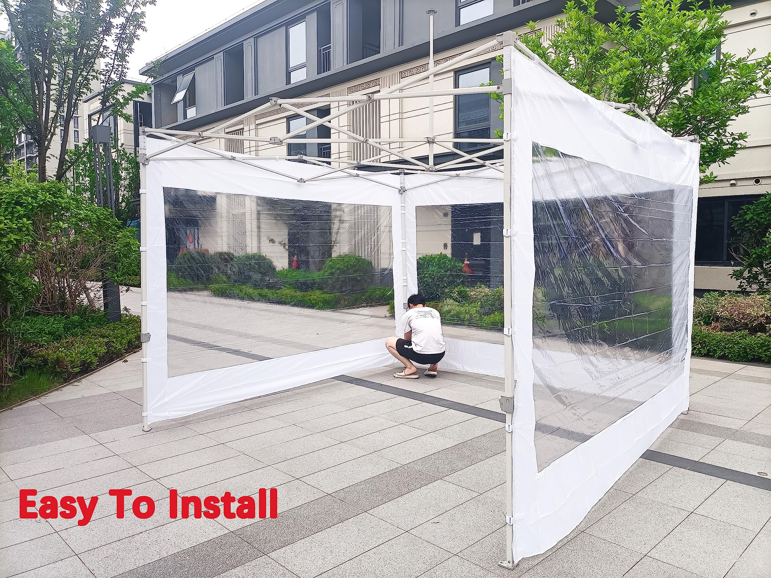 10x10 Canopy Sidewalls - 3 Pack Clear Window Sunwalls for Outdoor Canopy Frame (Black) - Perfect for Camping, Picnics, and Outdoor Events