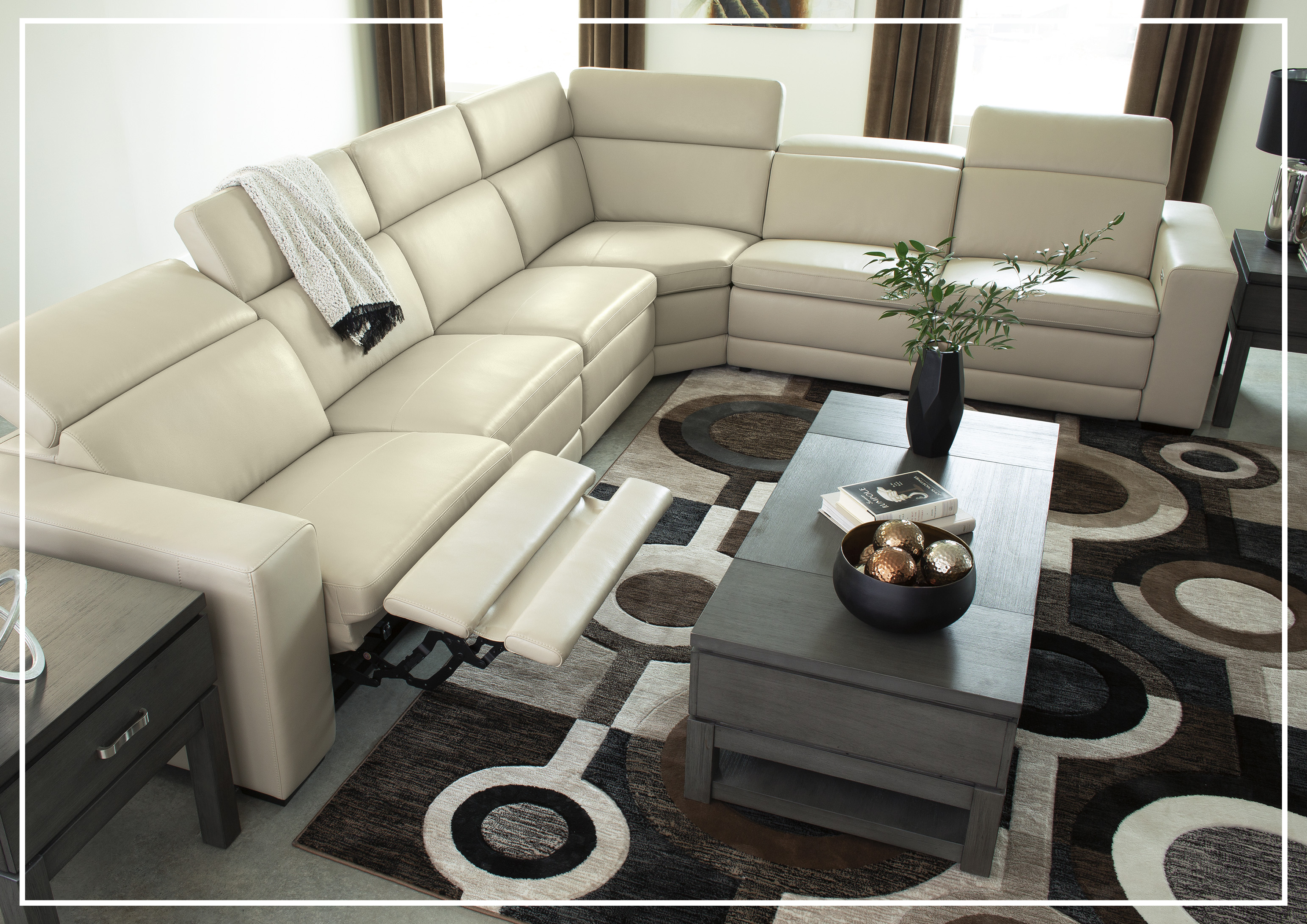 Gio Italia Titan 5-Seater Power Reclining Sectional Sofa - Modern L-Shaped Leather Living Room Couch with USB Charging Ports | Perfect for Family Movie Nights & Home Theater Lounging