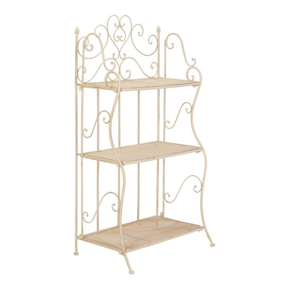 SAFAVIEH PAT5022A Outdoor Collection Torus Pearl White 3-Tier Shelf - Modern Garden & Patio Decor for Plants, Books & Decorations