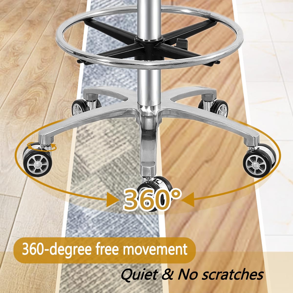 Antlu Adjustable Height Hydraulic Rolling Stool - Swivel Office Chair with Wheels & Foot Rest for Medical, Salon, Tattoo, Kitchen & Massage Work - Ergonomic Rolling Seat for Professionals (Black) - Perfect for Hairdressers, Chefs, Tattoo Artists & Healthcare Workers