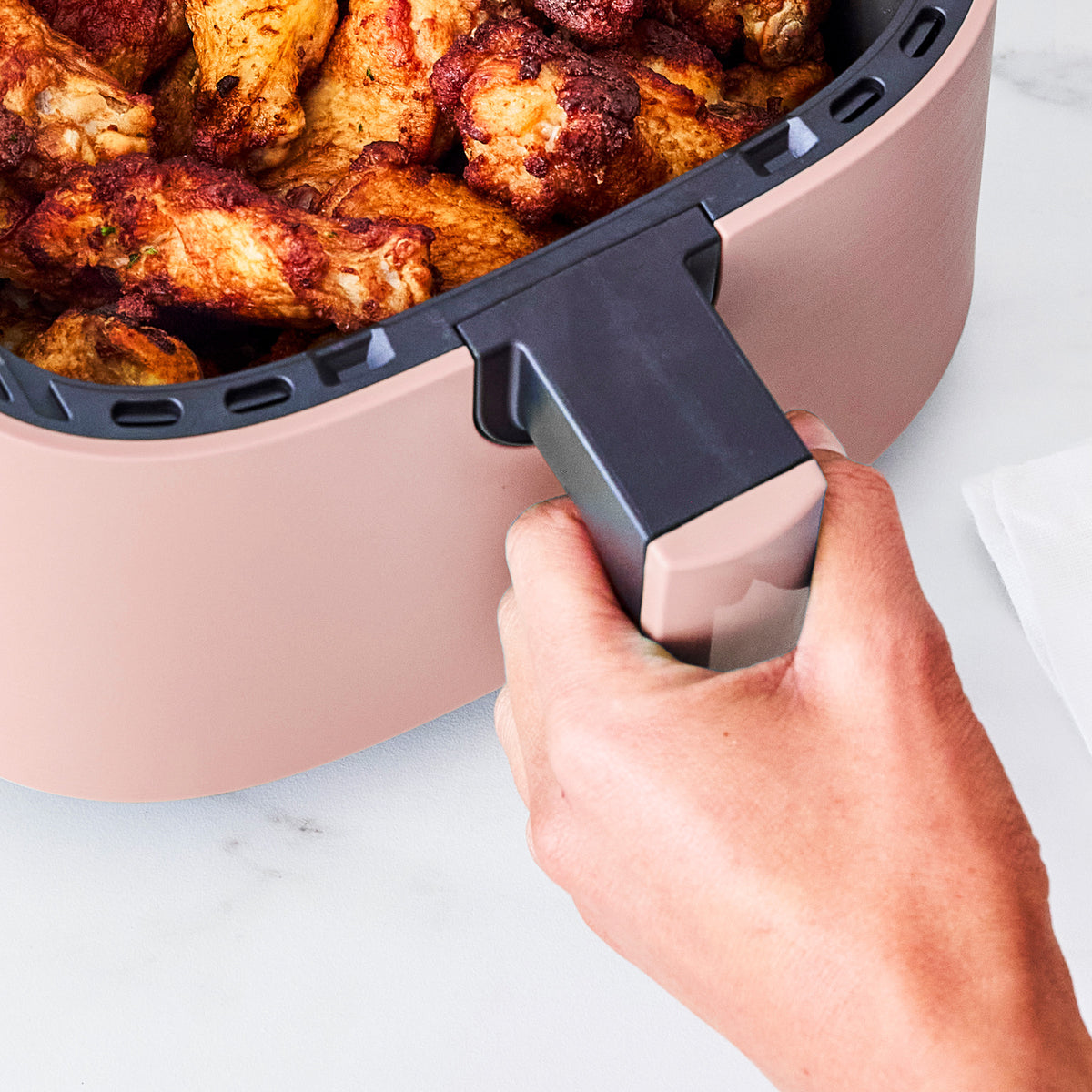 GreenLife 4.5 Quart EZ Air Fryer - Healthy Oil-Free Cooking, Nonstick Basket, Compact Design | Perfect for Small Kitchens, Quick Meals & Family Snacks | Dusty Rose Color