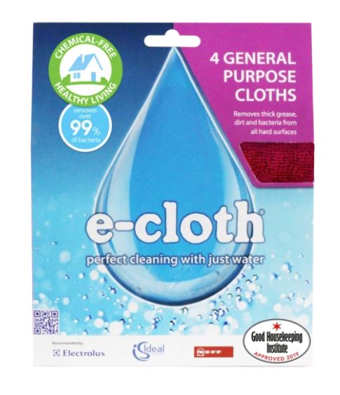 E Cloth General Purpose Cleaning Cloths 4-Pack – Reusable Microfiber Towels for Kitchen, Bathroom & Dusting – Eco-Friendly Home Cleaning Supplies