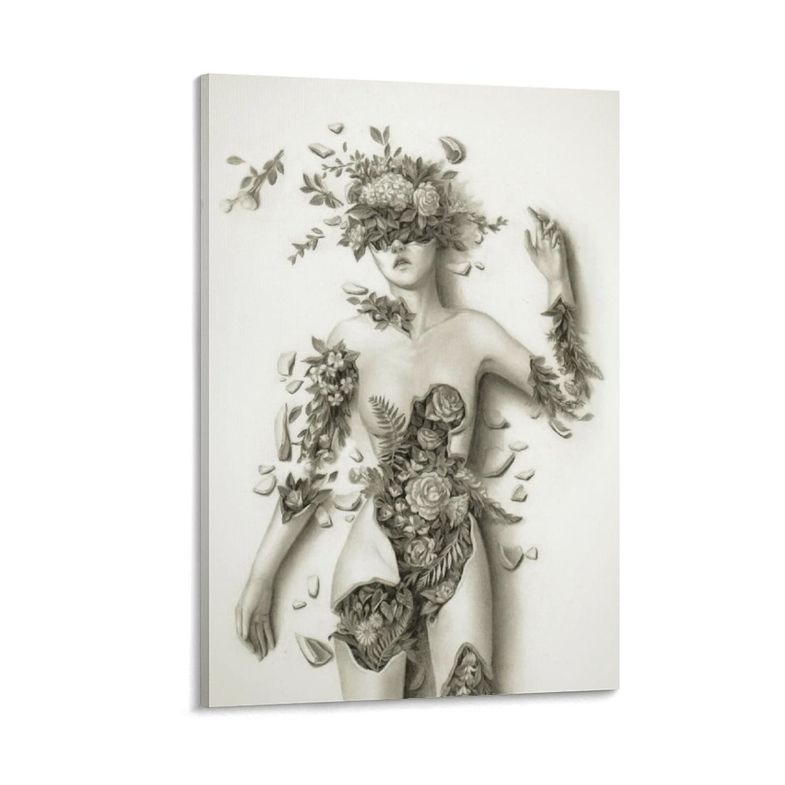 Vintage Floral and Leaf Abstract Canvas Wall Art - Modern Home Decor Prints for Living Room, Bedroom, Office - Handmade Painting Pictures as Unique Wall Decor Gifts (Perfect for Boho, Farmhouse & Contemporary Interior Design Styles)