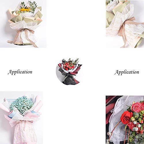 DUOER Floral Gift Wrapping Paper - 75x50cm Golden English Block Design for Flower Bouquets, Wedding Favors, Birthday Presents & Party Decorations