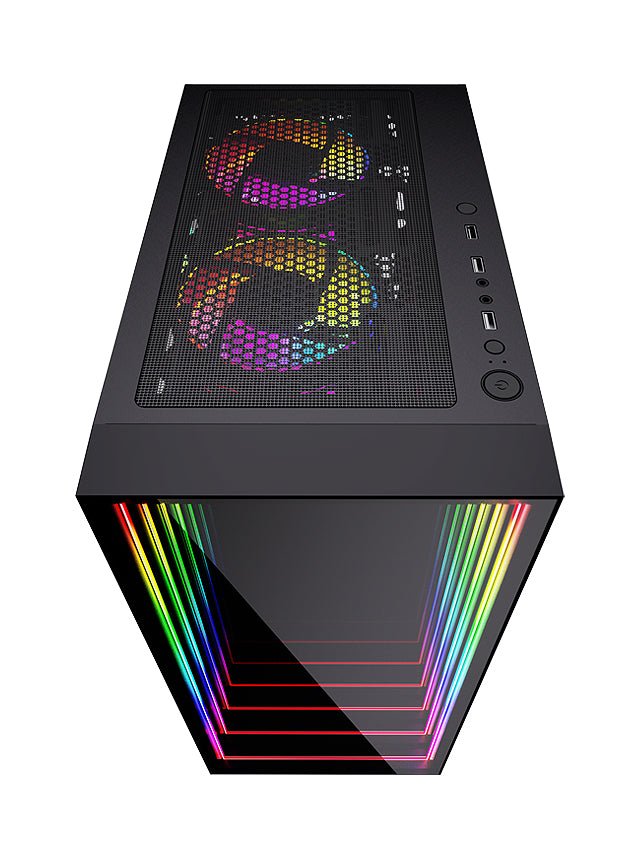 BGears Optillusion ATX Mid Tower Gaming PC Case - High Airflow, RGB Lighting, Tempered Glass Side Panel - Perfect for Gaming, Streaming & Workstation Builds