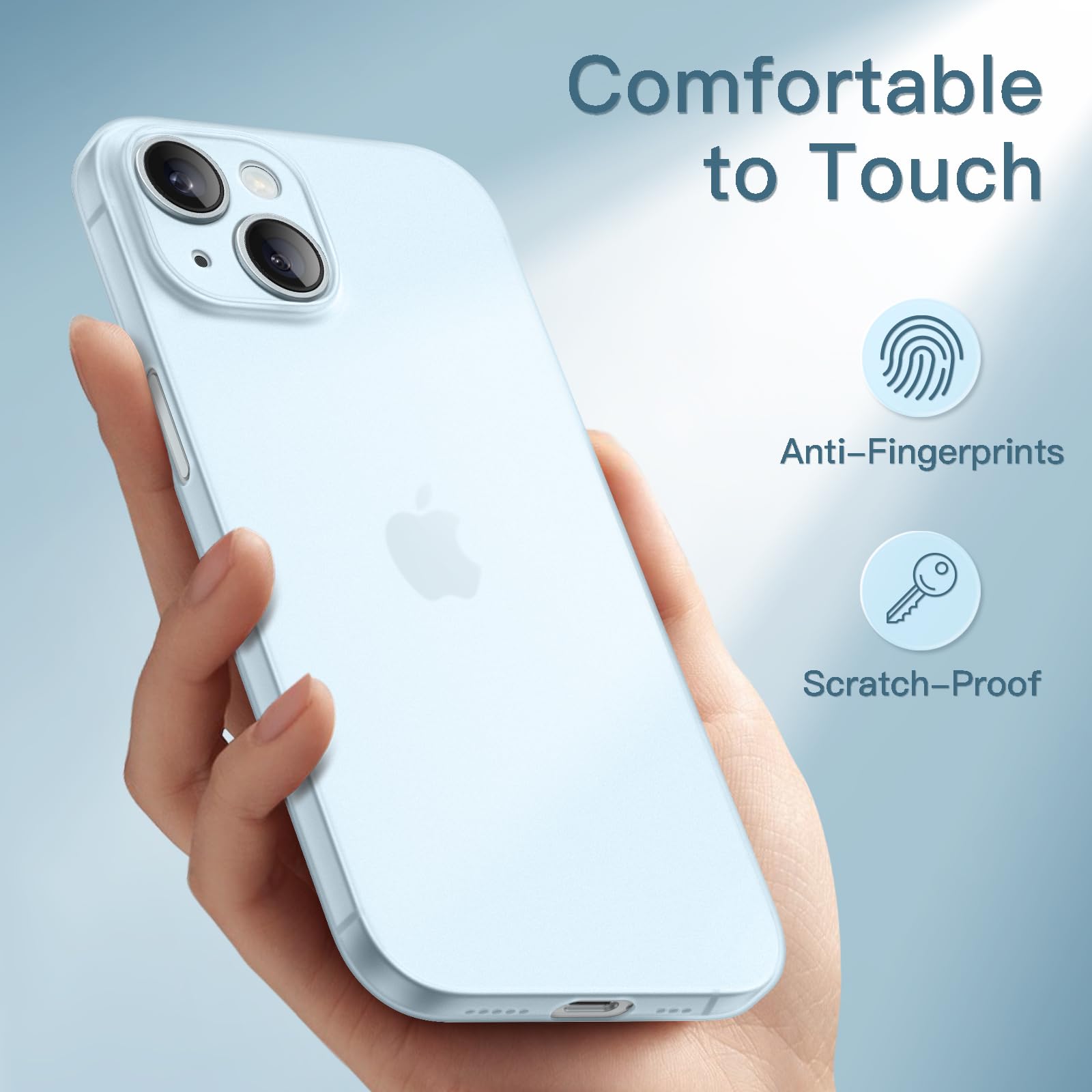 JETech Ultra Slim iPhone 15 Case 6.1 Inch - Matte Finish Hard Protective Cover with Camera Lens Protection | Lightweight Minimalist Design | Wireless Charging Compatible | Perfect for Everyday Use, Office & Travel (Blue)