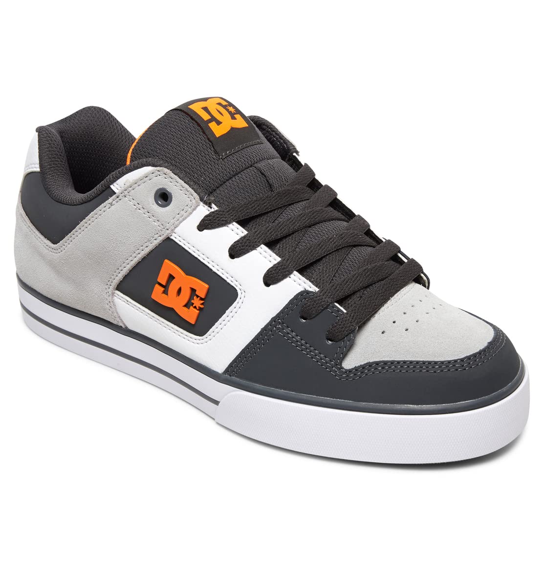 DC Shoes Pure Men's Skate Trainers - Grey & Orange Colorway | US Size 8 | Durable Skateboarding Shoes for Street & Park Riding