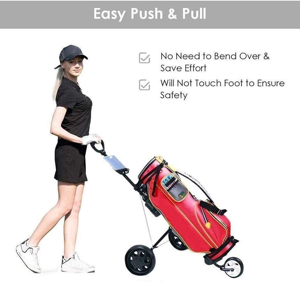 Best 3 Wheel Golf Push Cart - One Second Open & Close, Lightweight Collapsible Golf Trolley with Scorecard & Drink Holder | Perfect for Golf Courses, Driving Ranges & Outdoor Practice