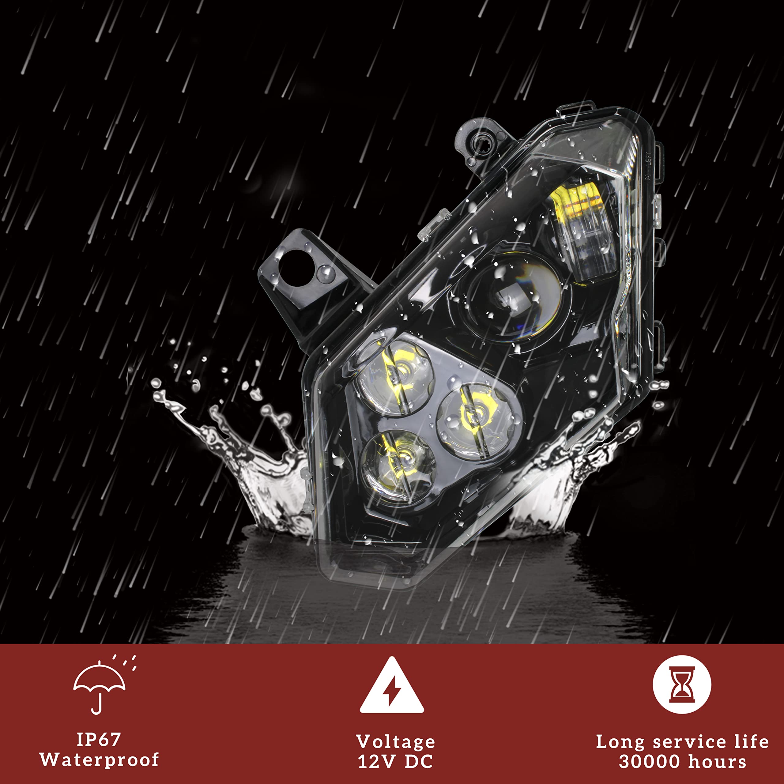 SAUTVS LED Headlights for Can-Am Maverick Trail Sport Commander & Max 800 1000 (2018-2025) - Halo LED Headlamp with Clear Lens - 2PCS Off-Road Lighting Accessories for Night Riding & Adventure Trail Use