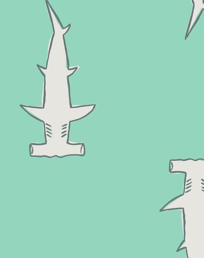 Hammerheads Wallpaper by Tea Collection – Caribbean Inspired Tropical Shark Design for Kids Room, Nursery, or Beach House Decor