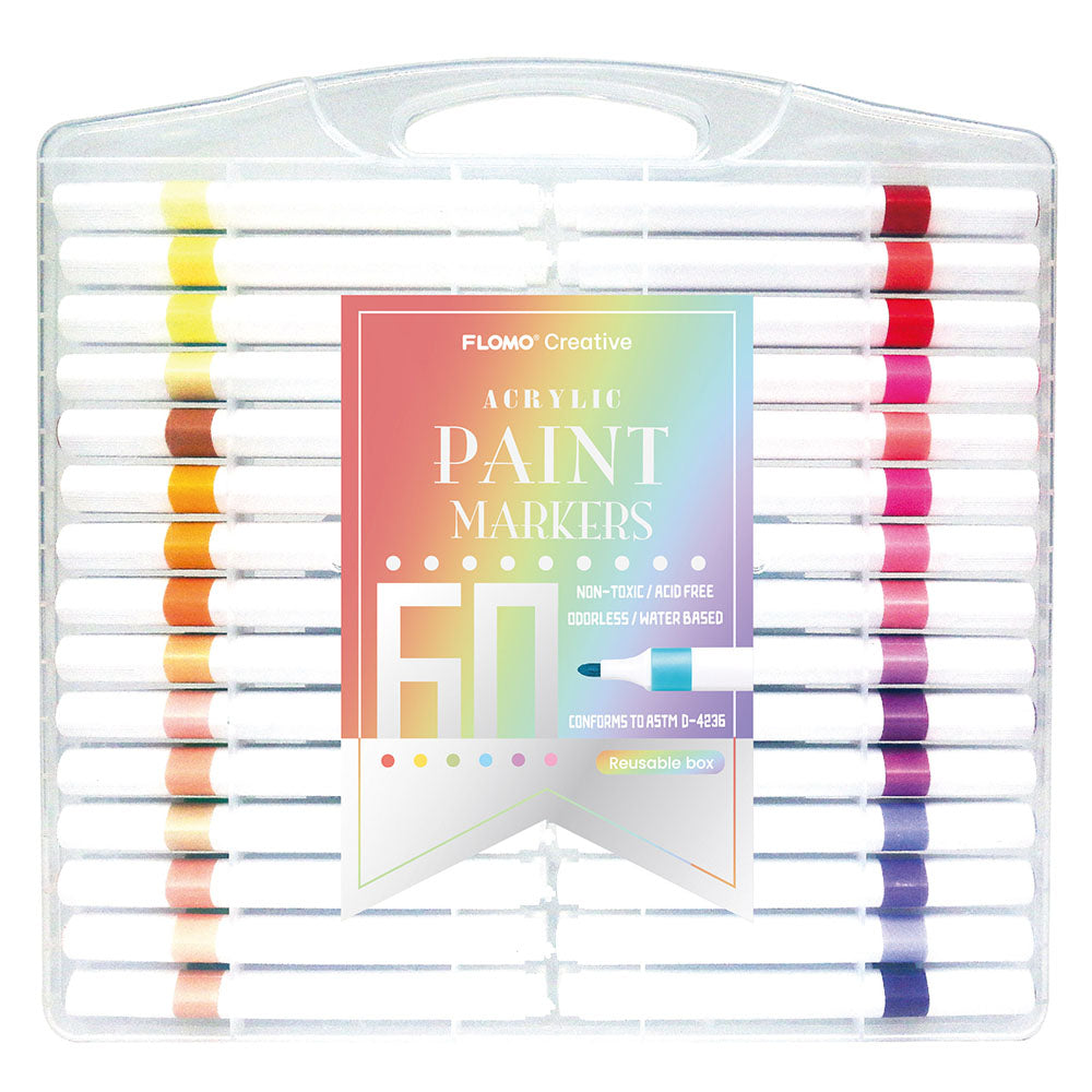 60-Pack Acrylic Paint Markers Set with Reusable Handle Case - Vibrant Colors for DIY Crafts, Art Projects, and Home Decor