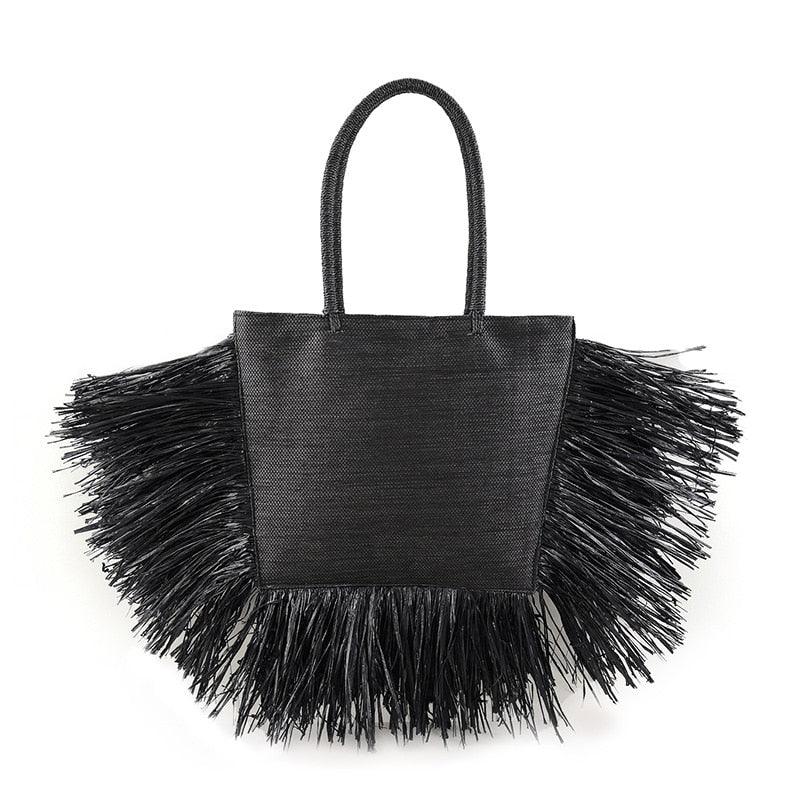 Luxury Bohemian Tassel Raffia Large Capacity Straw Tote Bag - Perfect for Beach, Picnic, and Summer Travel Accessories