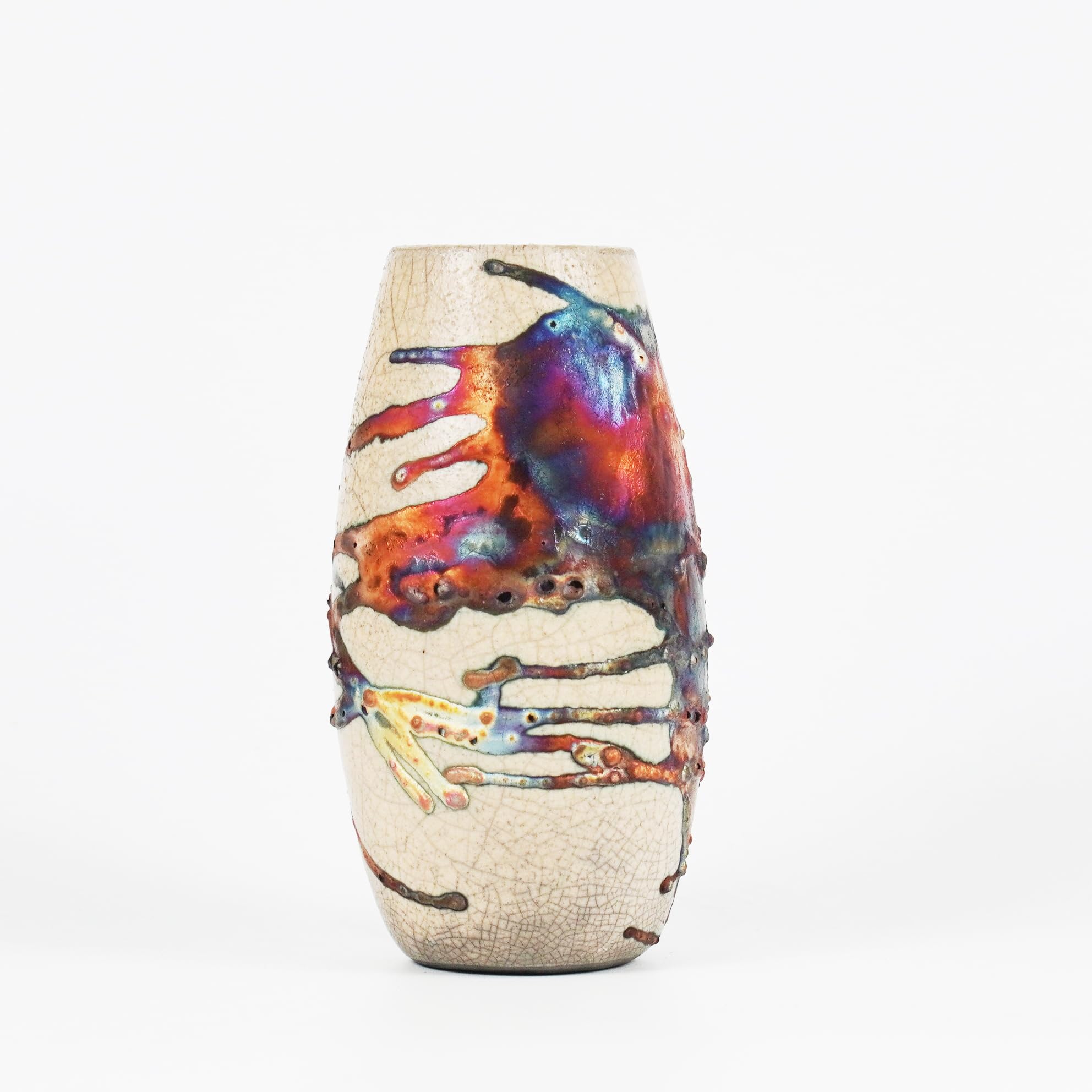Handmade 6 Inch Ceramic Raku Vase - Boho Home Decor, Unique Pottery Gift for Women, Mom, Bridesmaid - Copper Matte Finish - Perfect for Wedding Gifts, Housewarming & Living Room Decor
