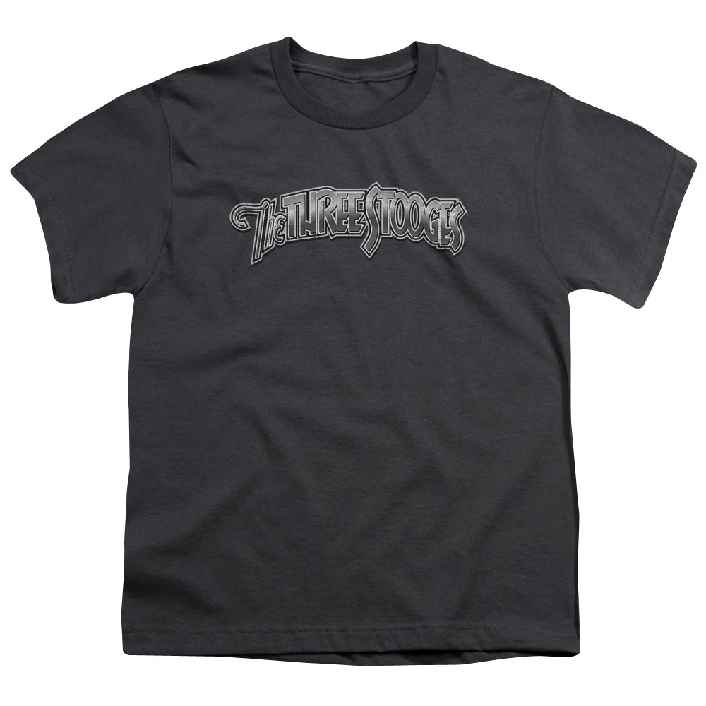 Three Stooges Vintage Metallic Logo Graphic T-Shirt for Boys & Girls | Unisex Youth Tee | Casual Wear, School Outfits & Family Matching