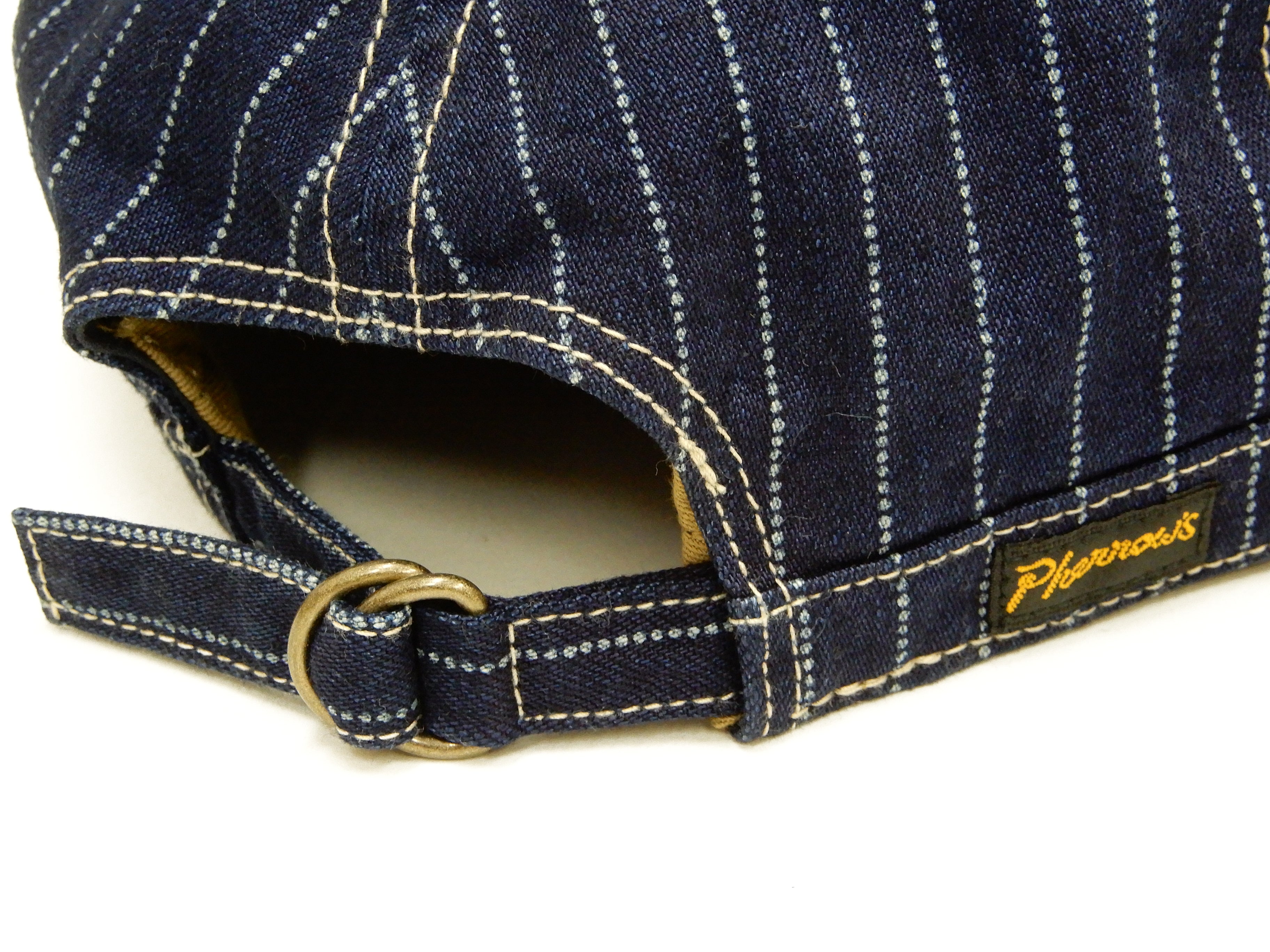 Pherrow's Workman Cap - Men's Indigo Wabash Stripe Adjustable Working Hat PWCC1 W - Durable Cotton Hat for Outdoor Work, Hiking & Casual Wear