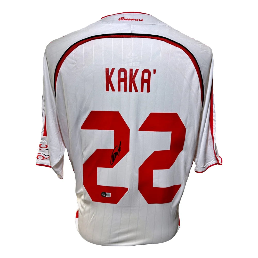 Authentic AC Milan Olympic Soccer Jersey Signed by Kaká - Italy National Team with BAS COA - Perfect for Collectors, Fans & Sports Memorabilia Enthusiasts