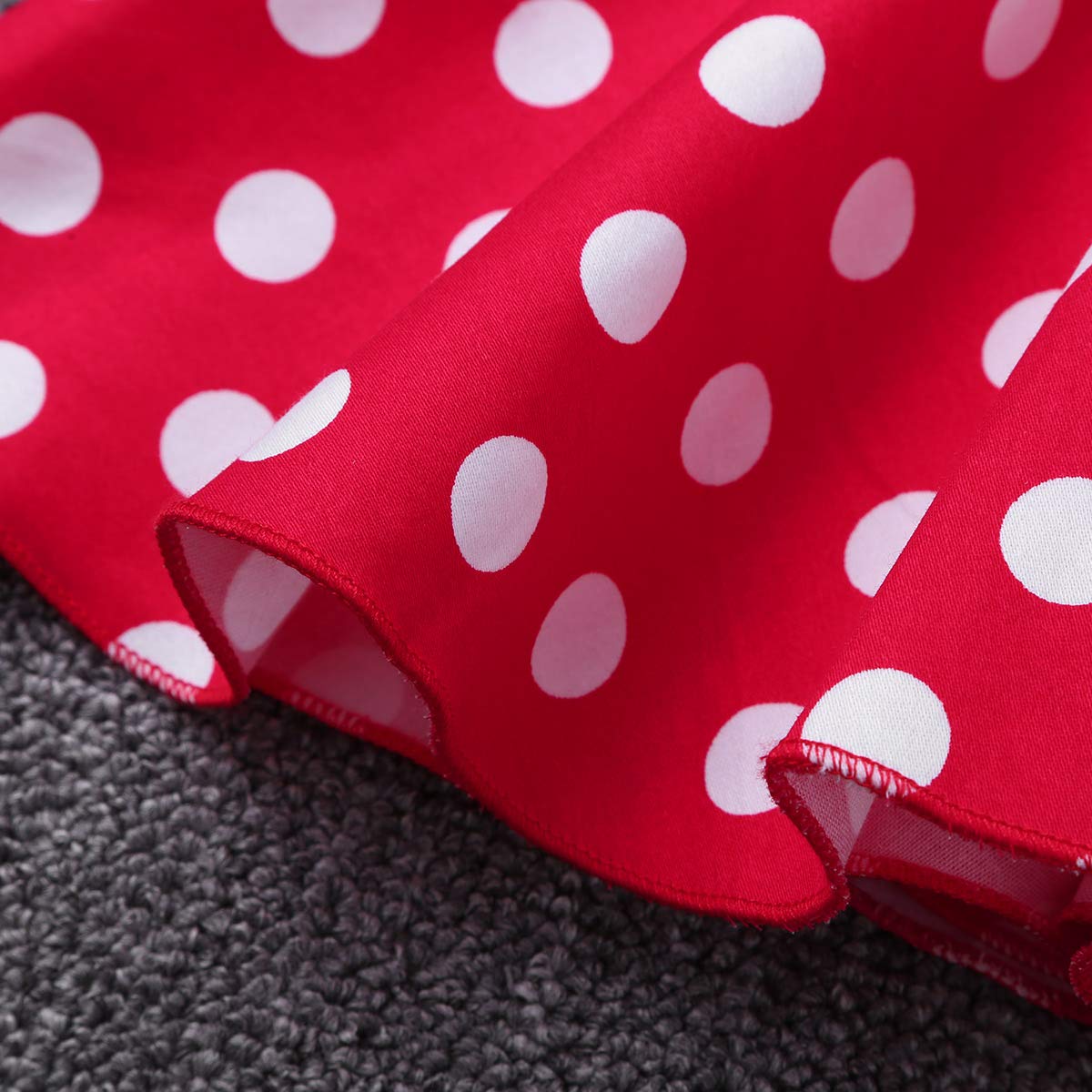 ACSUSS Toddler Girls Cotton Pleated Polka Dot Suspender Skirt Set with Bow Hair Clips - Cute Outfit for Baby Photos, Birthday Parties & Special Occasions